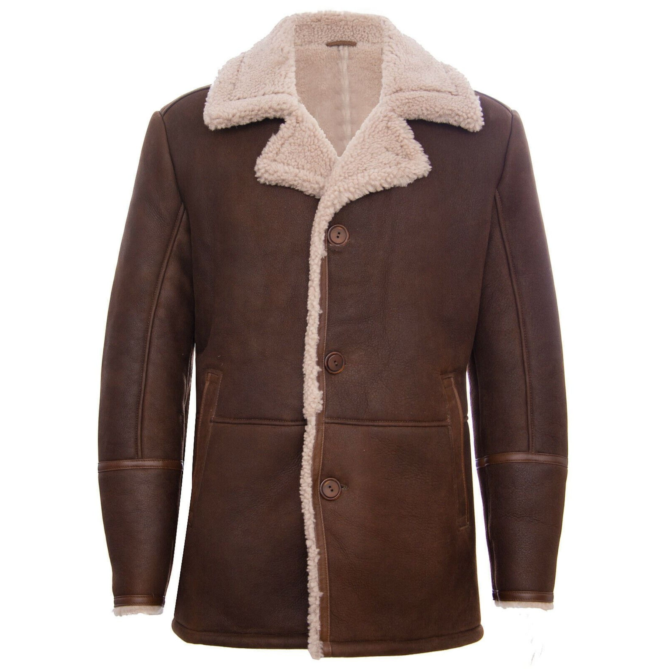 Infinity Leather Men's   Classic Sheepskin Leather Crombie Jacket-Brisbane in Size L, BrandAlley