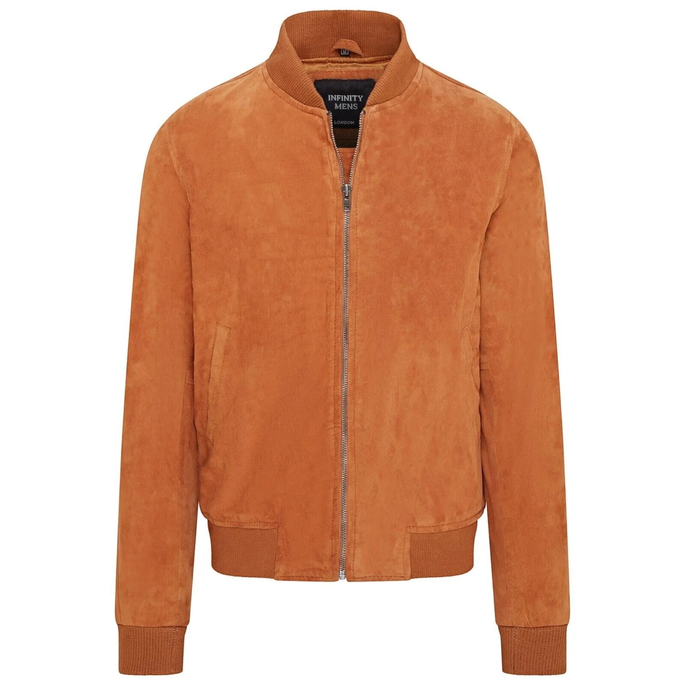 Infinity Leather Men's   Soft Tan Goat Suede MA-1 Varsity Bomber Jacket  - Dalian in Size 5XL, BrandAlley