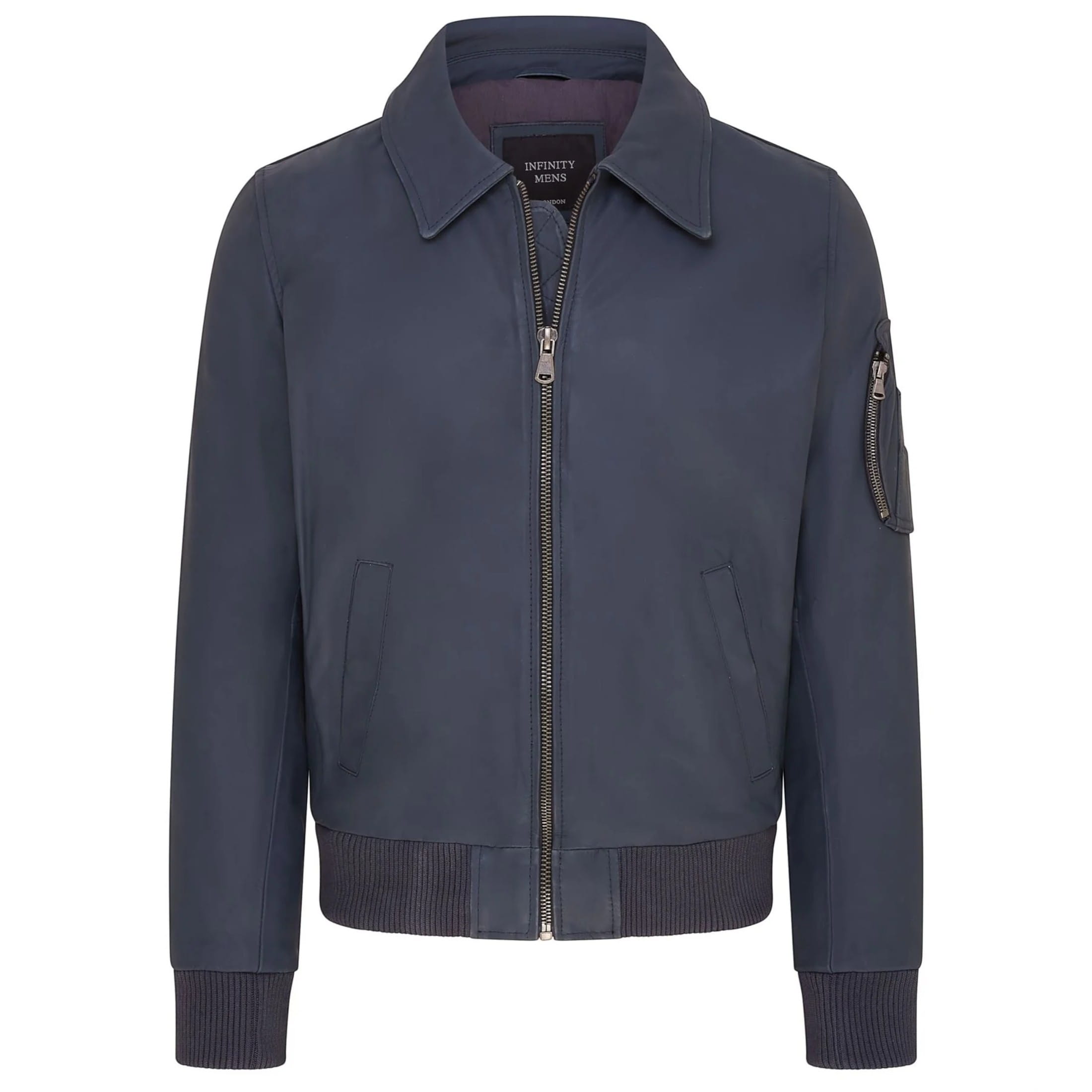 Infinity Leather Men's   Blue  Navy A2 Us Airforce Cowhide Aniline Leather Bomber Jacket in Size 2XL, BrandAlley