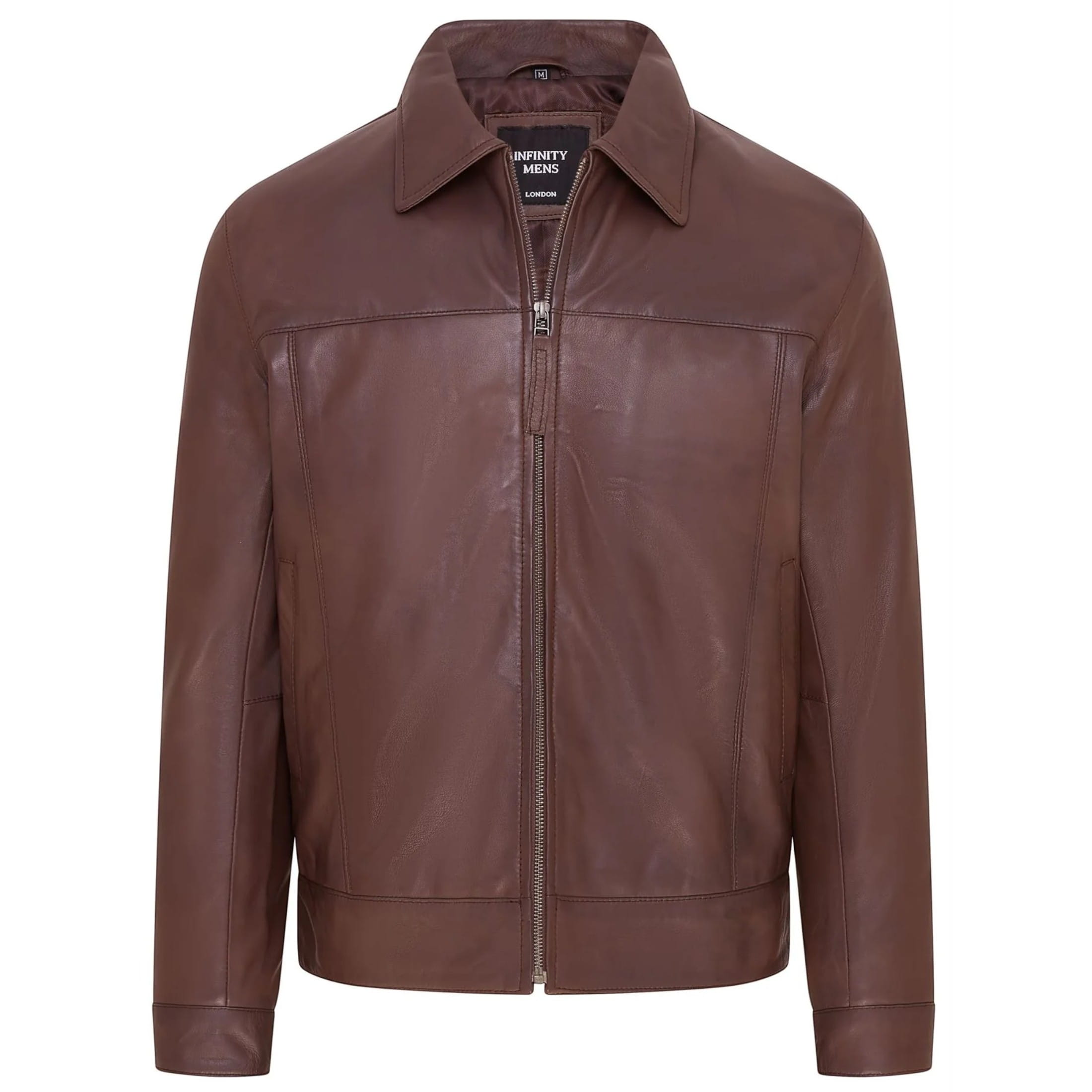 Infinity Leather Men's   Brown  Retro 100% Nappa Leather Harington Biker Jacket in Size XS, BrandAlley