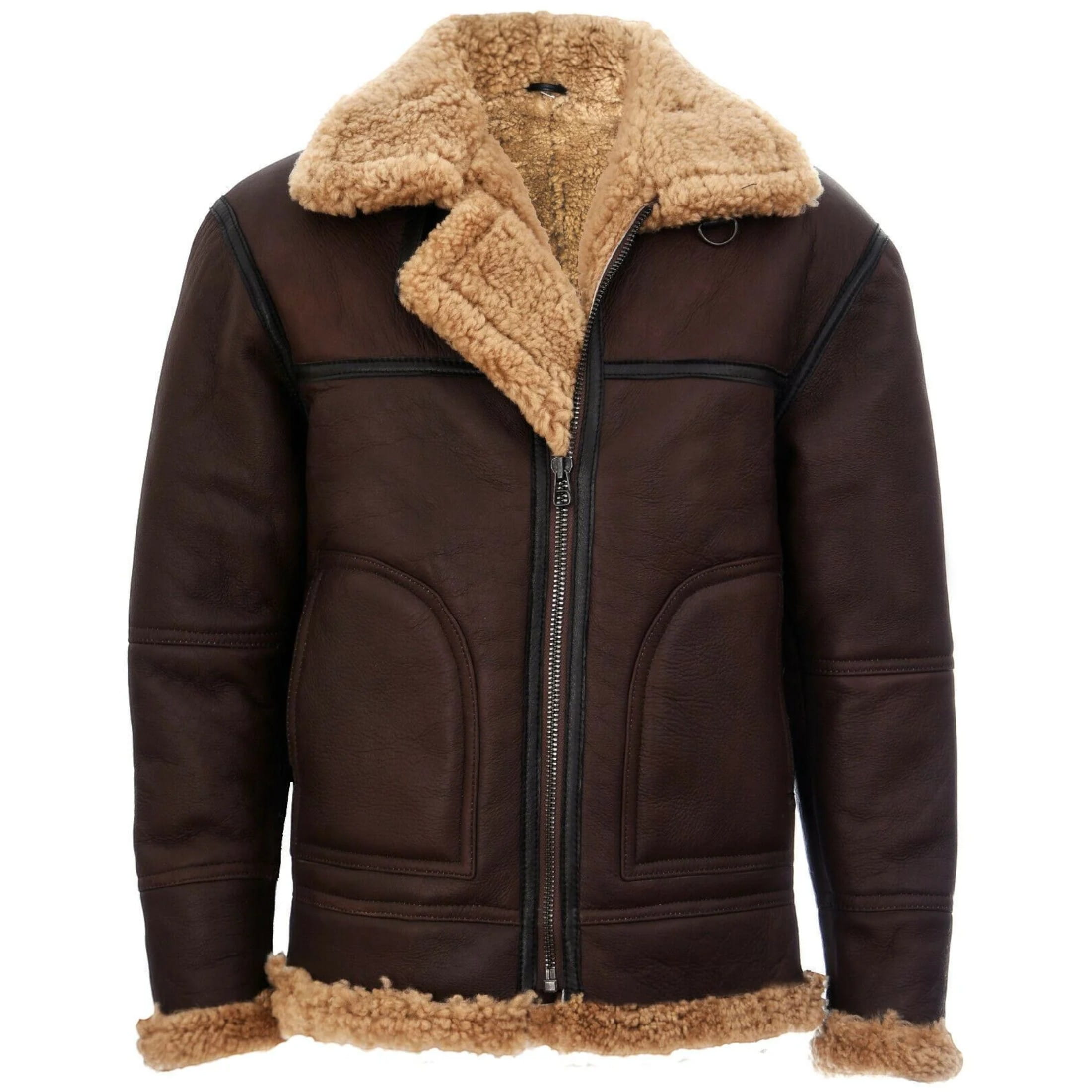 Infinity Leather Men's   Brown  B3 Shearling Sheepskin Aviator Jacket-Gloucester in Size 2XL, BrandAlley