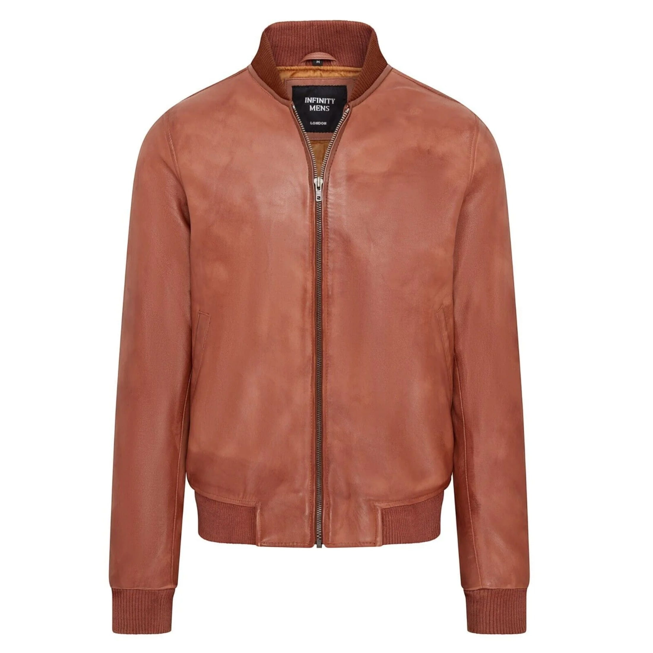 Infinity Leather Men's   Soft Tan Leather MA-1 Varsity Bomber Jacket in Size 2XL, BrandAlley