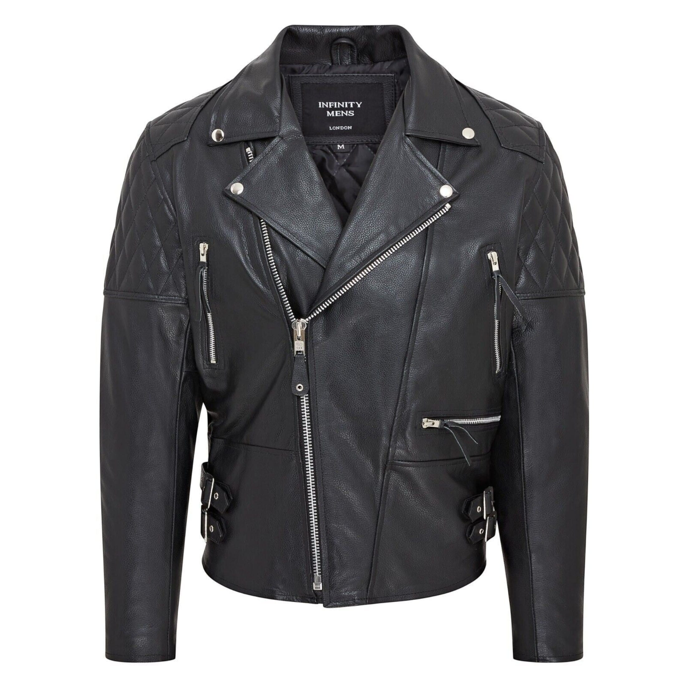 Infinity Leather Men's   Black  Cowhide Leather Brando Biker Jacket - Garland in Size 3XL, BrandAlley