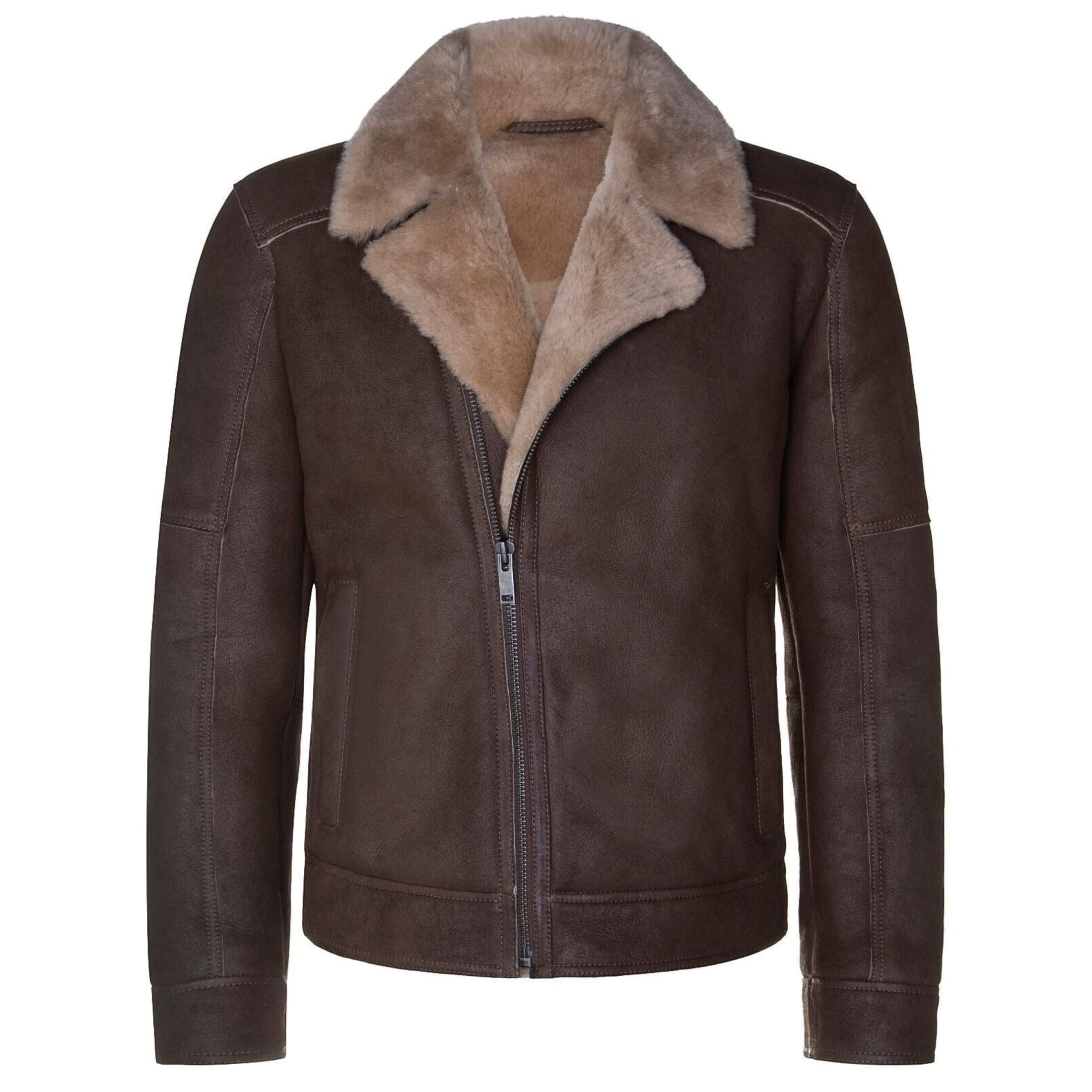 Infinity Leather Men's   Sheepskin Leather Biker Jacket-Bruma in Size 4XL, BrandAlley