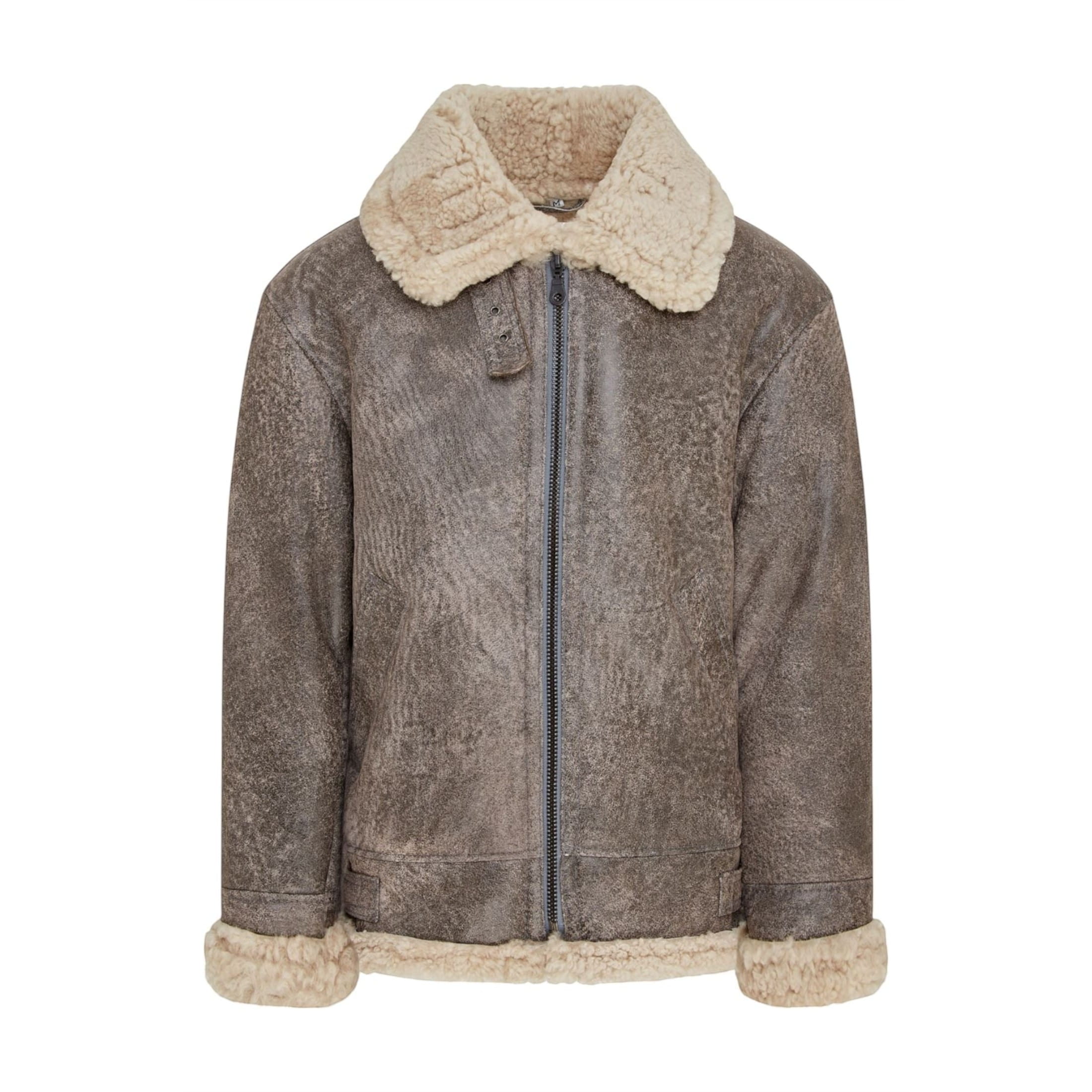 Infinity Leather Men's   B3 WW2 Grey Sheepskin Leather Flying Aviator Jacket-Houston in Size 2XL, BrandAlley