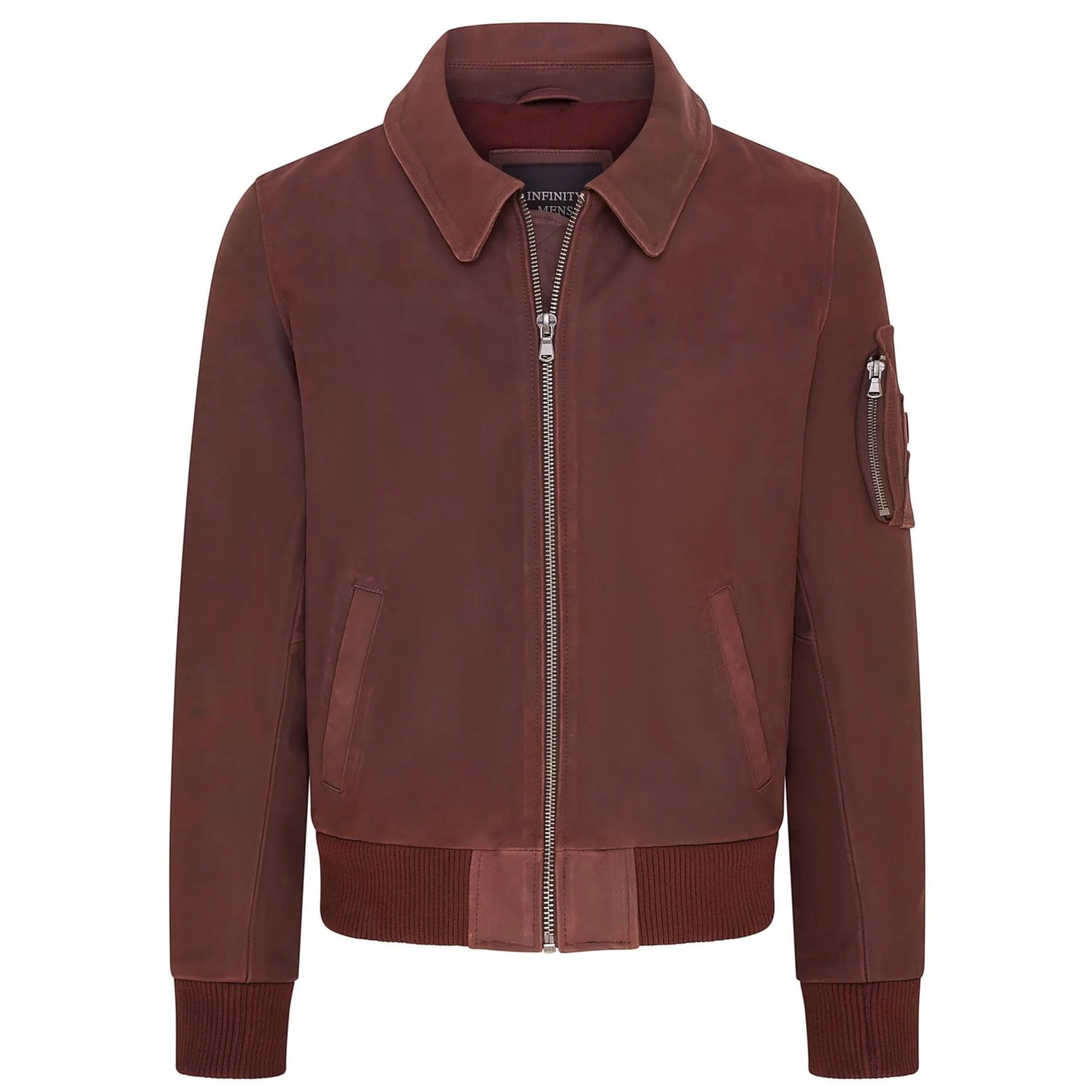 Infinity Leather Men's   Red  Burgundy A2 Us Airforce Cowhide Aniline Leather Bomber Jacket in Size 4XL, BrandAlley