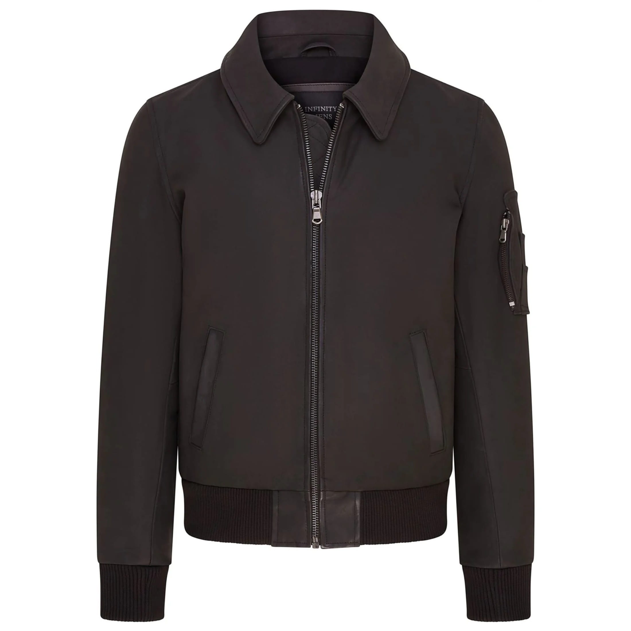 Infinity Leather Men's    Black A2 US Airforce Cowhide Aniline Leather Bomber Jacket in Size 4XL, BrandAlley