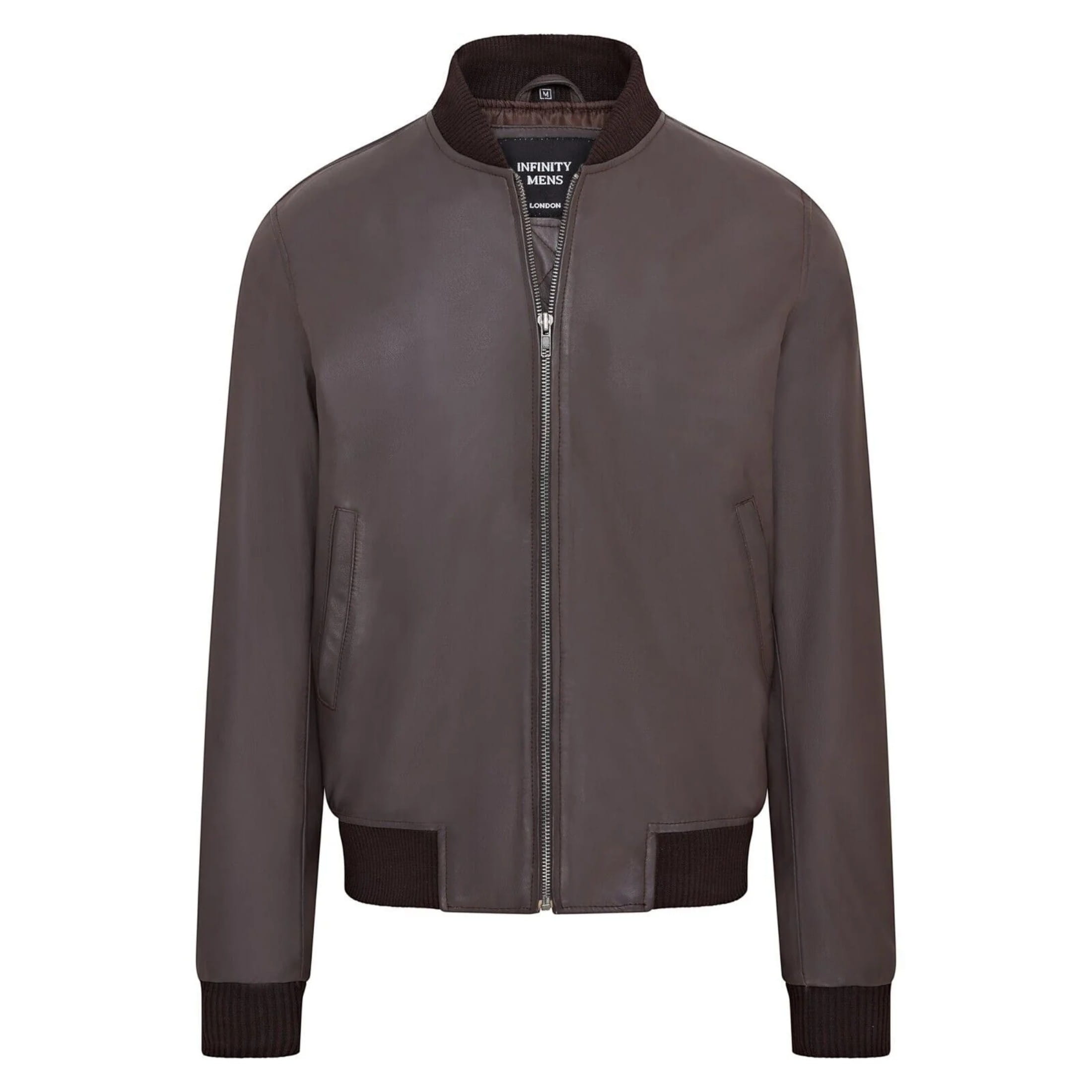 Infinity Leather Men's   Brown  Soft Leather Ma-1 Varsity Bomber Jacket in Size XS, BrandAlley