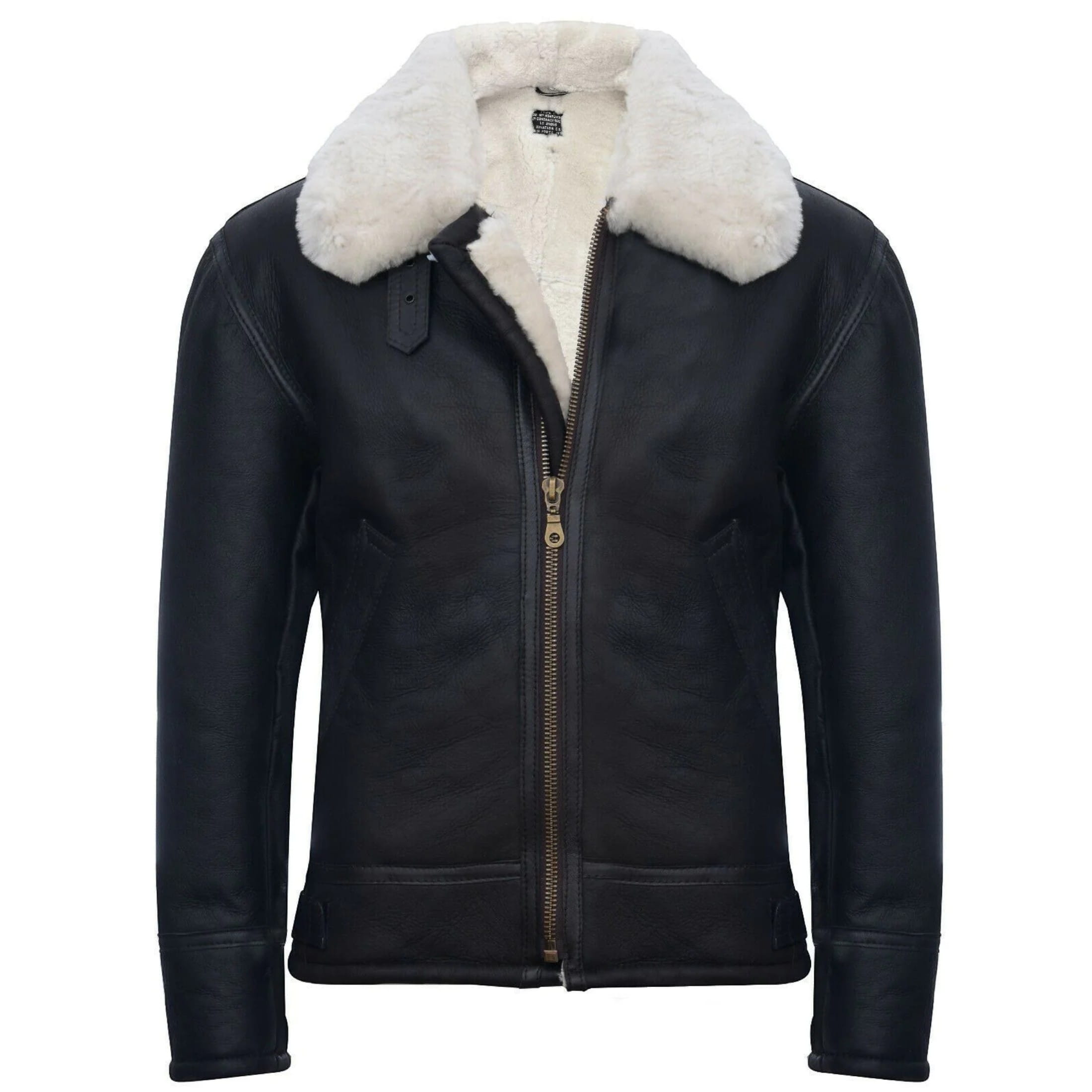 Infinity Leather Men's   B3 WW2 Brown Cream Leather Sheepskin Aviator Flying Jacket-Charleston in Size 2XL, BrandAlley