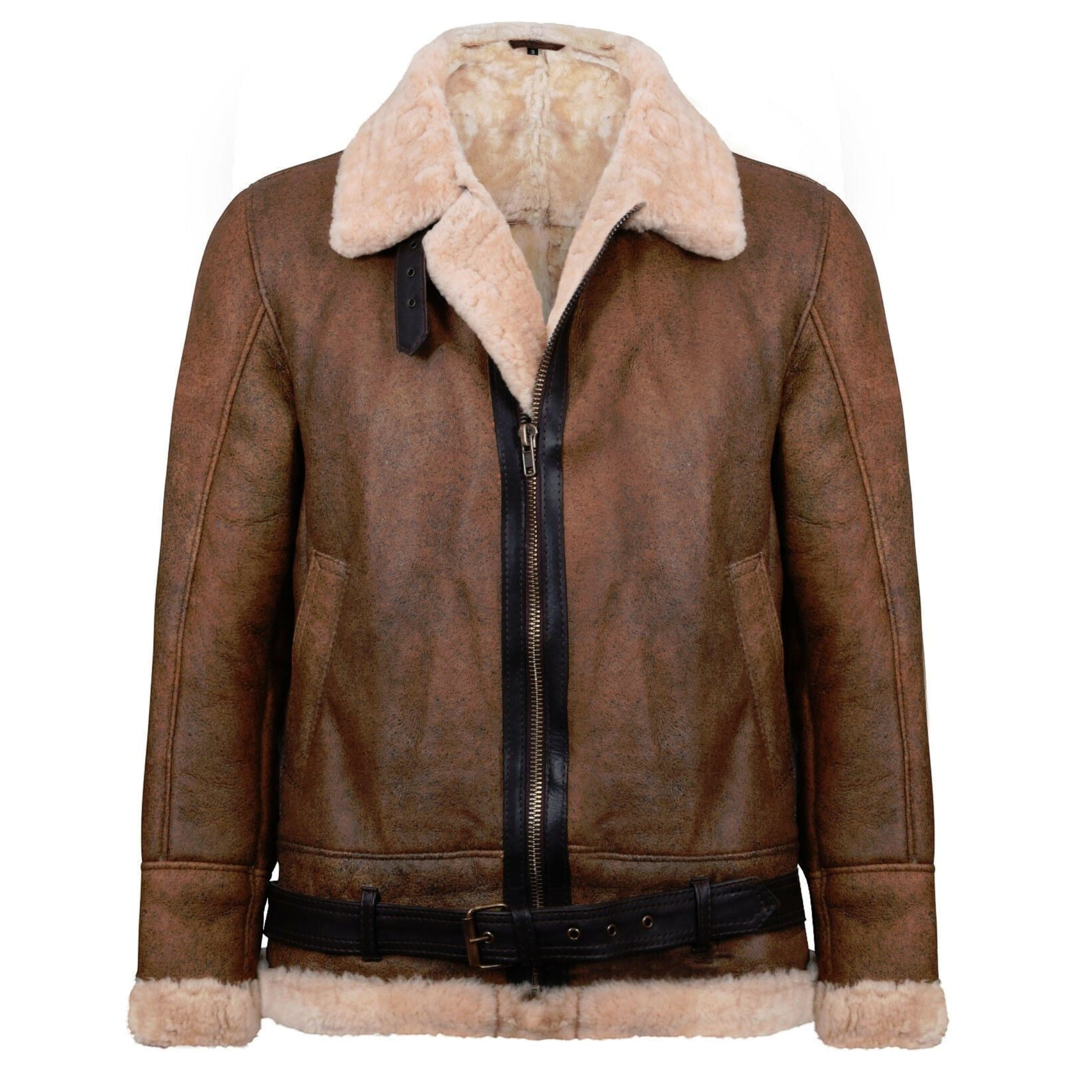 Infinity Leather Men's   Vintage Brown Sheepskin Aviator Jacket- KANSAS in Size S, BrandAlley