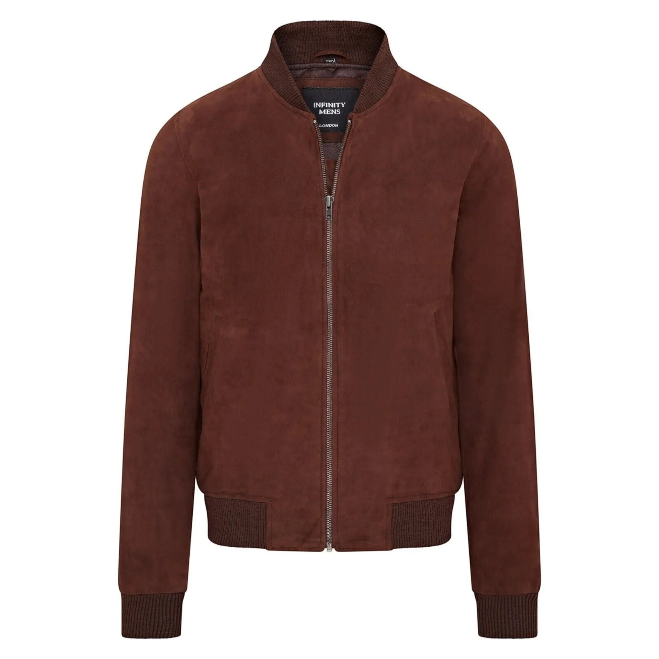 Infinity Leather Men's   Soft Brown Goat Suede MA-1 Varsity Bomber Jacket  - Dalian in Size 5XL, BrandAlley