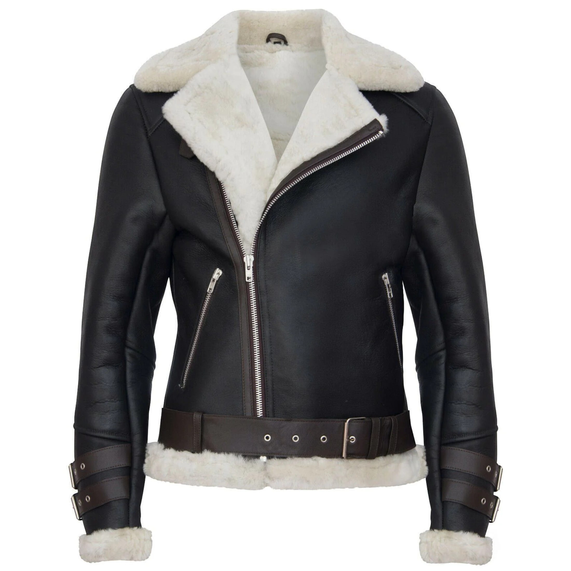 Infinity Leather Men's   Brown  Sheepskin Leather Biker Jacket-Edmonton in Size 4XL, BrandAlley