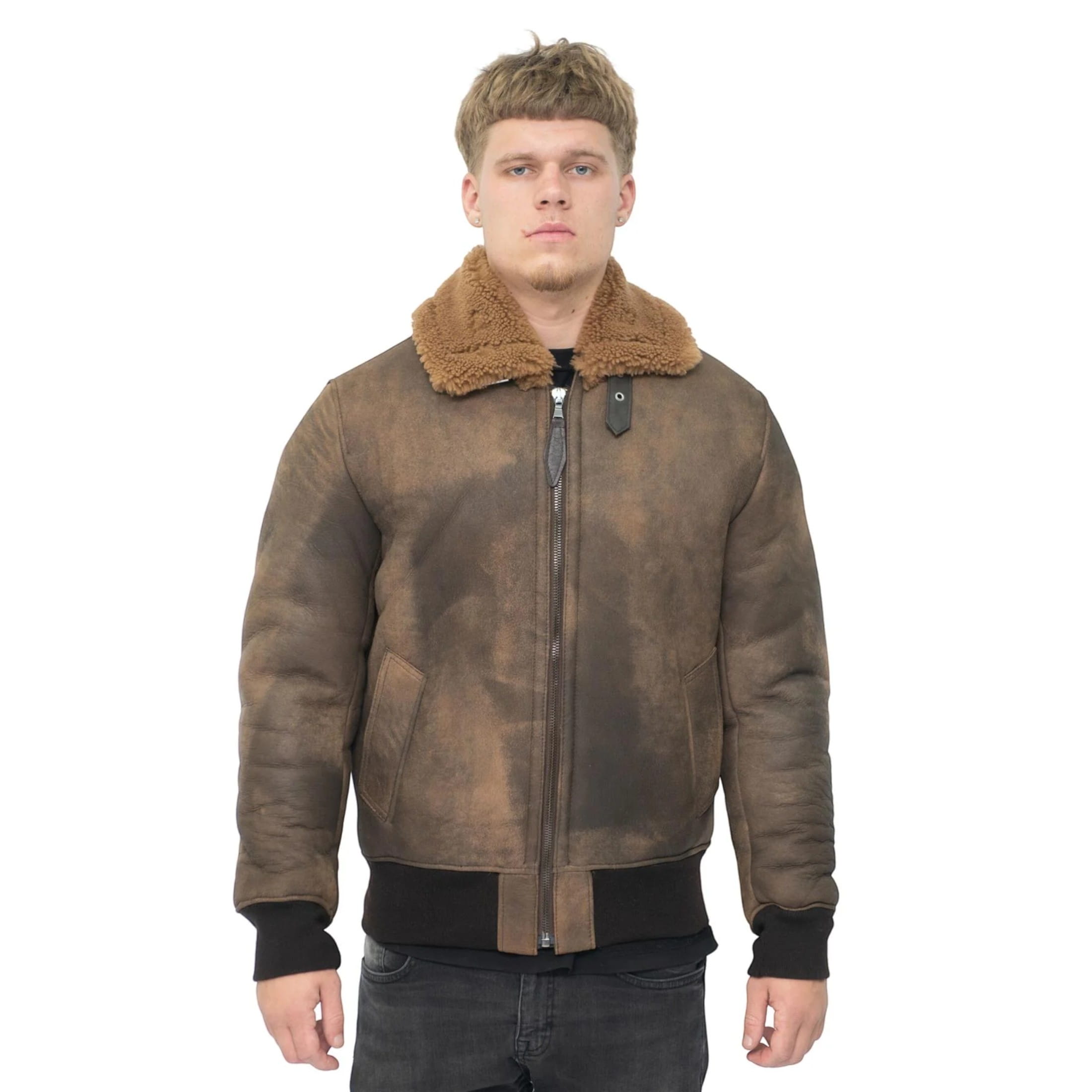 Infinity Leather Men's   Antique Sheepskin Bomber Jacket-Algorta in Size XS, BrandAlley
