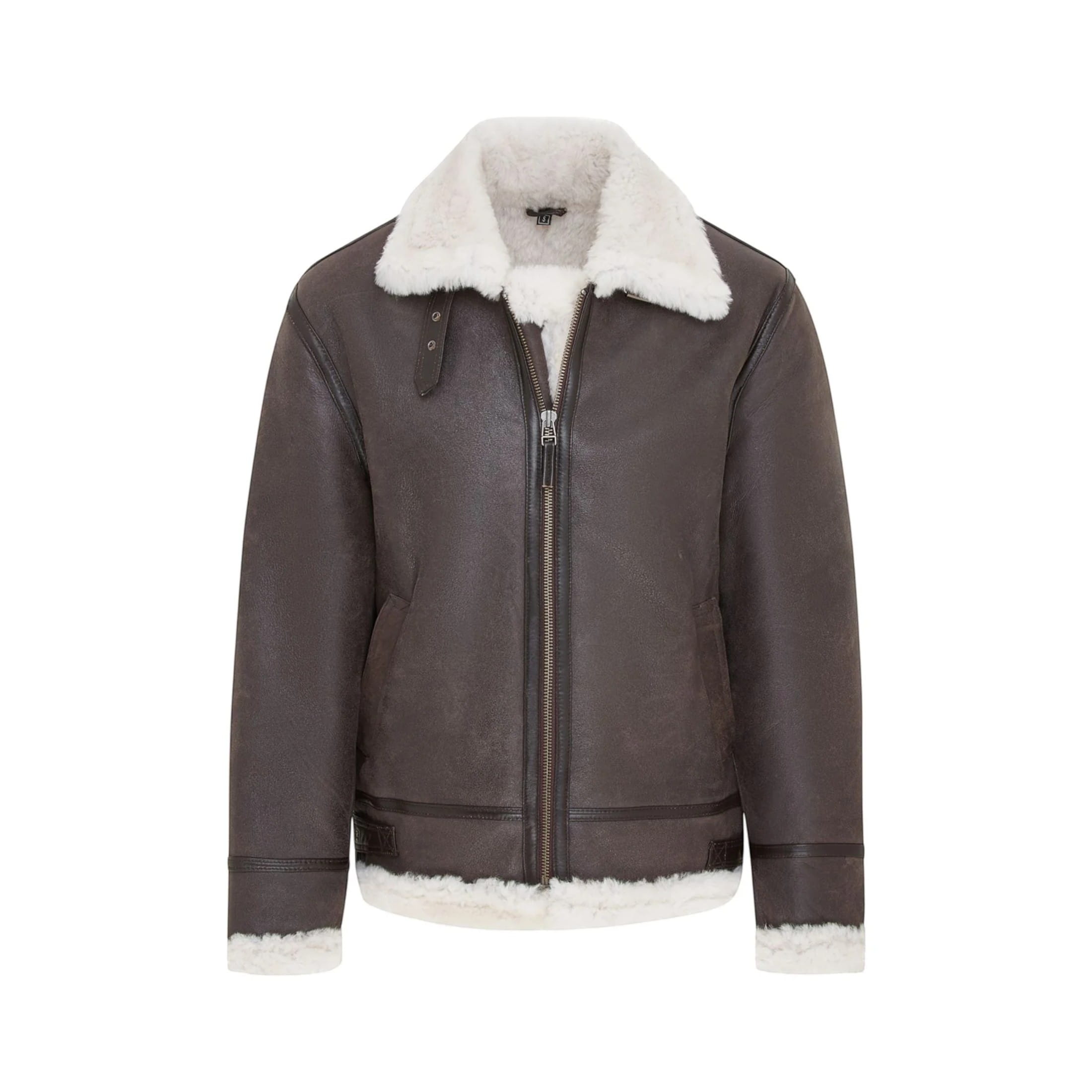 Infinity Leather Men's   Brown  Creck Warm Sheepskin Aviator Zip-Up Flight Jacket-Harrogate in Size 2XL, BrandAlley