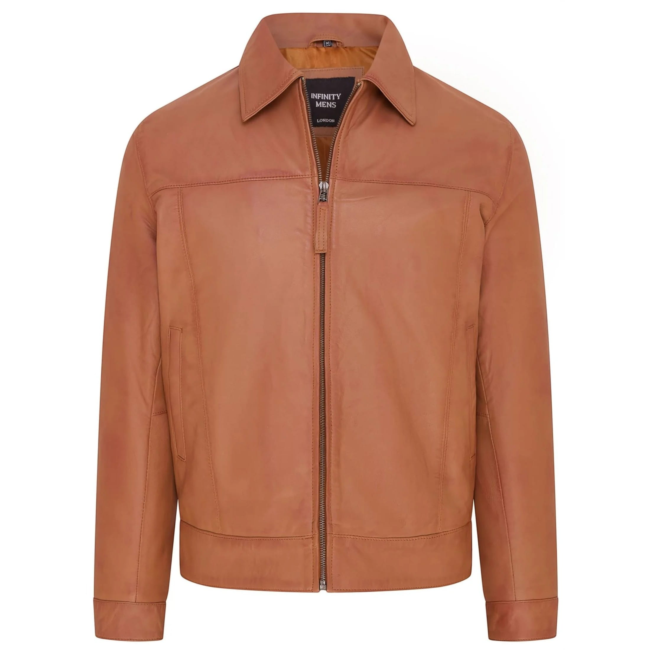 Infinity Leather Men's   Brown  Retro Tan 100% Nappa Leather Harington Biker Jacket in Size 2XL, BrandAlley
