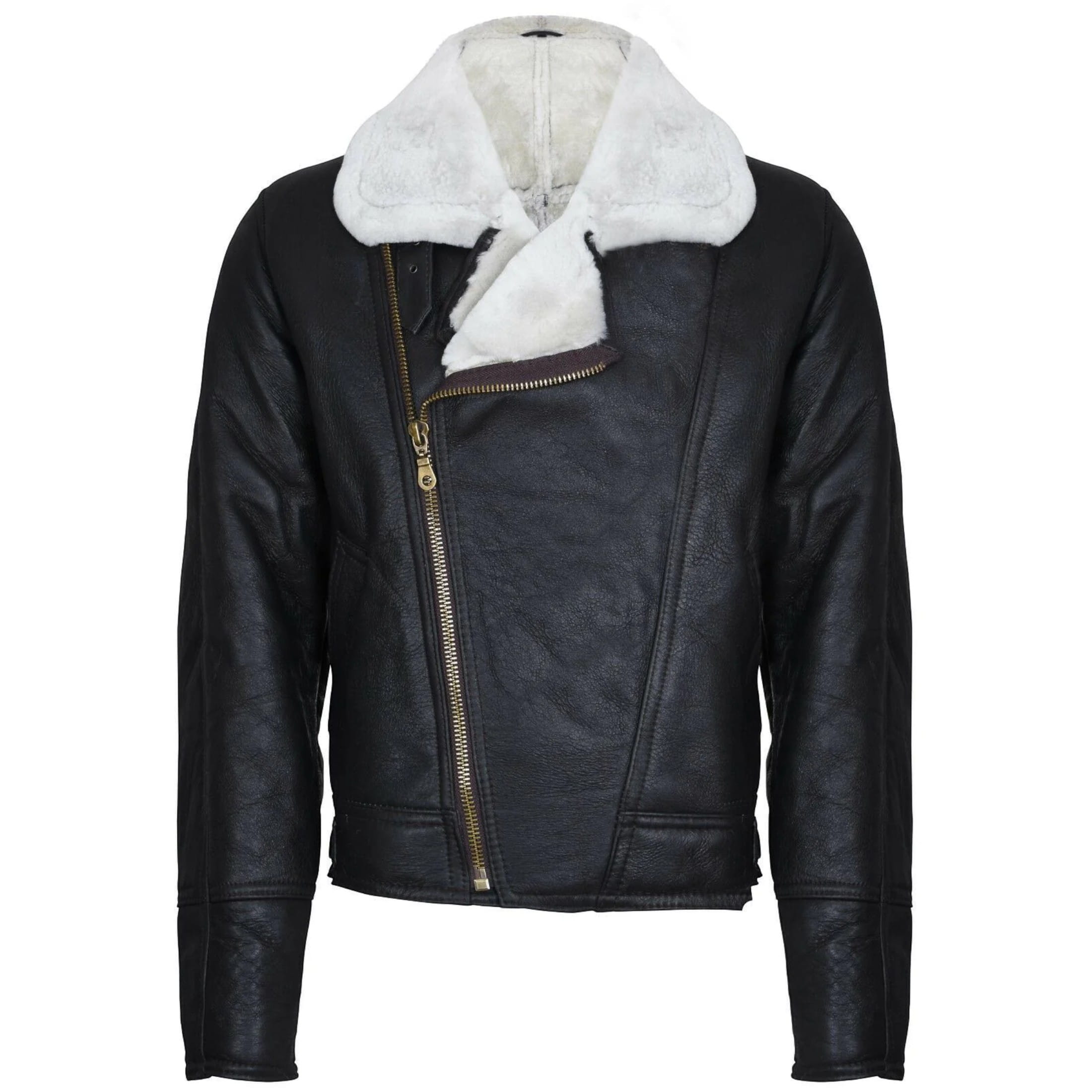 Infinity Leather Men's   Brown Cream Sheepskin Leather WW2 Bomber Jacket-Tucson in Size 2XL, BrandAlley
