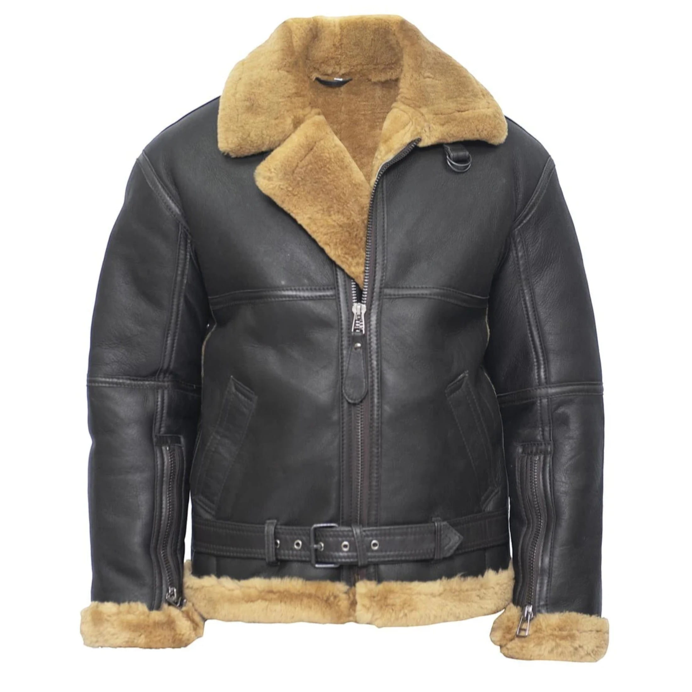 Infinity Leather Men's   Brown  Raf Sheepskin Leather Aviator Jacket-Colchester in Size 4XL, BrandAlley