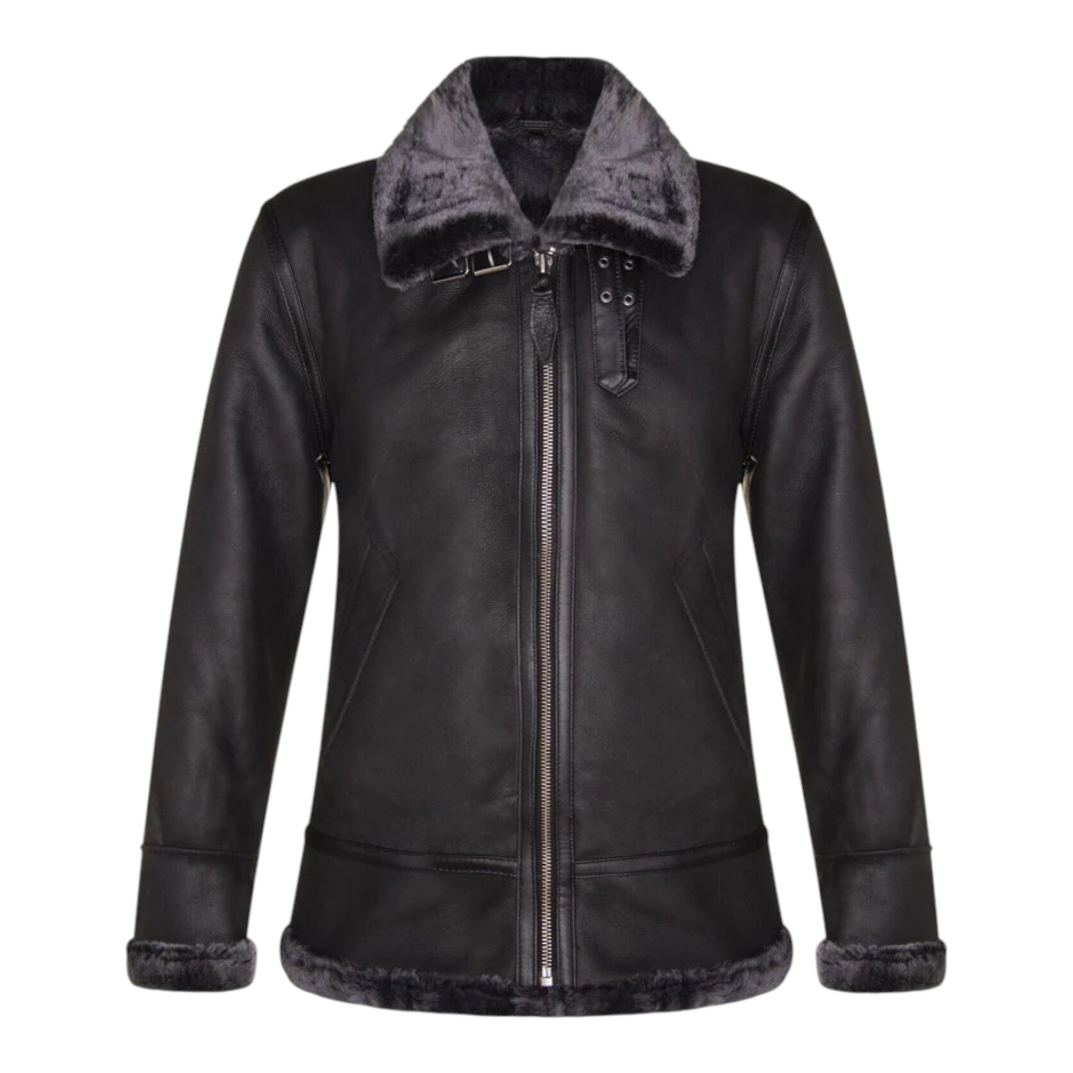 Infinity Leather Men's   Black  B3 Aviator Flying Sheepskin Jacket-Alhambra in Size 2XL, BrandAlley