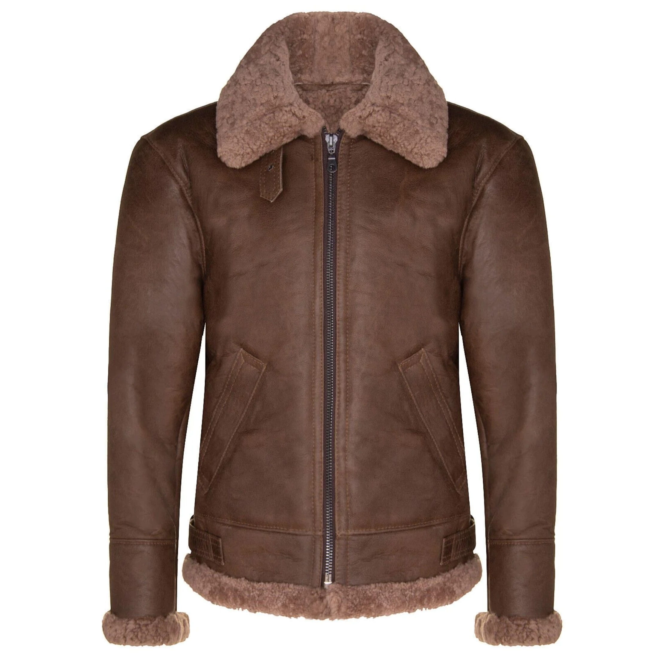 Infinity Leather Men's   Brown  B3 Ww2 Sheepskin Leather Flying Aviator Jacket-Houston in Size XL, BrandAlley