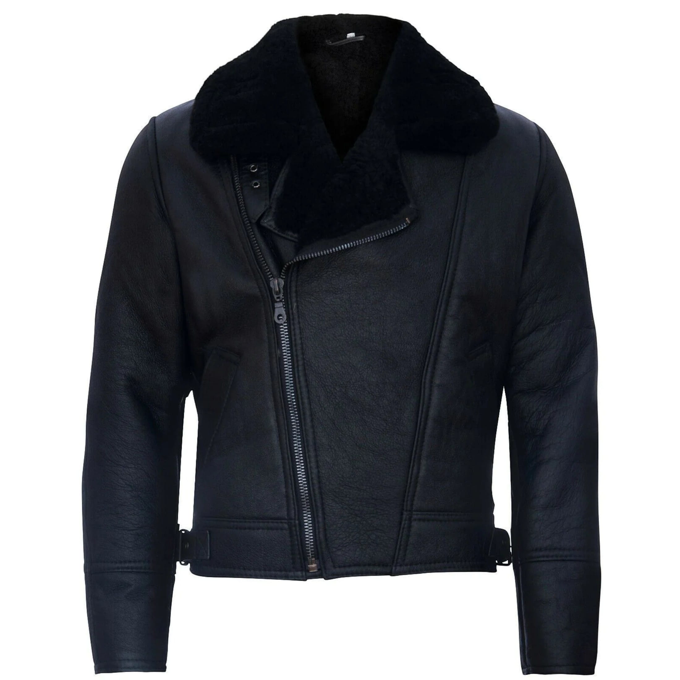 Infinity Leather Men's   Black Sheepskin Leather WW2 Bomber Jacket-Tucson in Size 3XL, BrandAlley