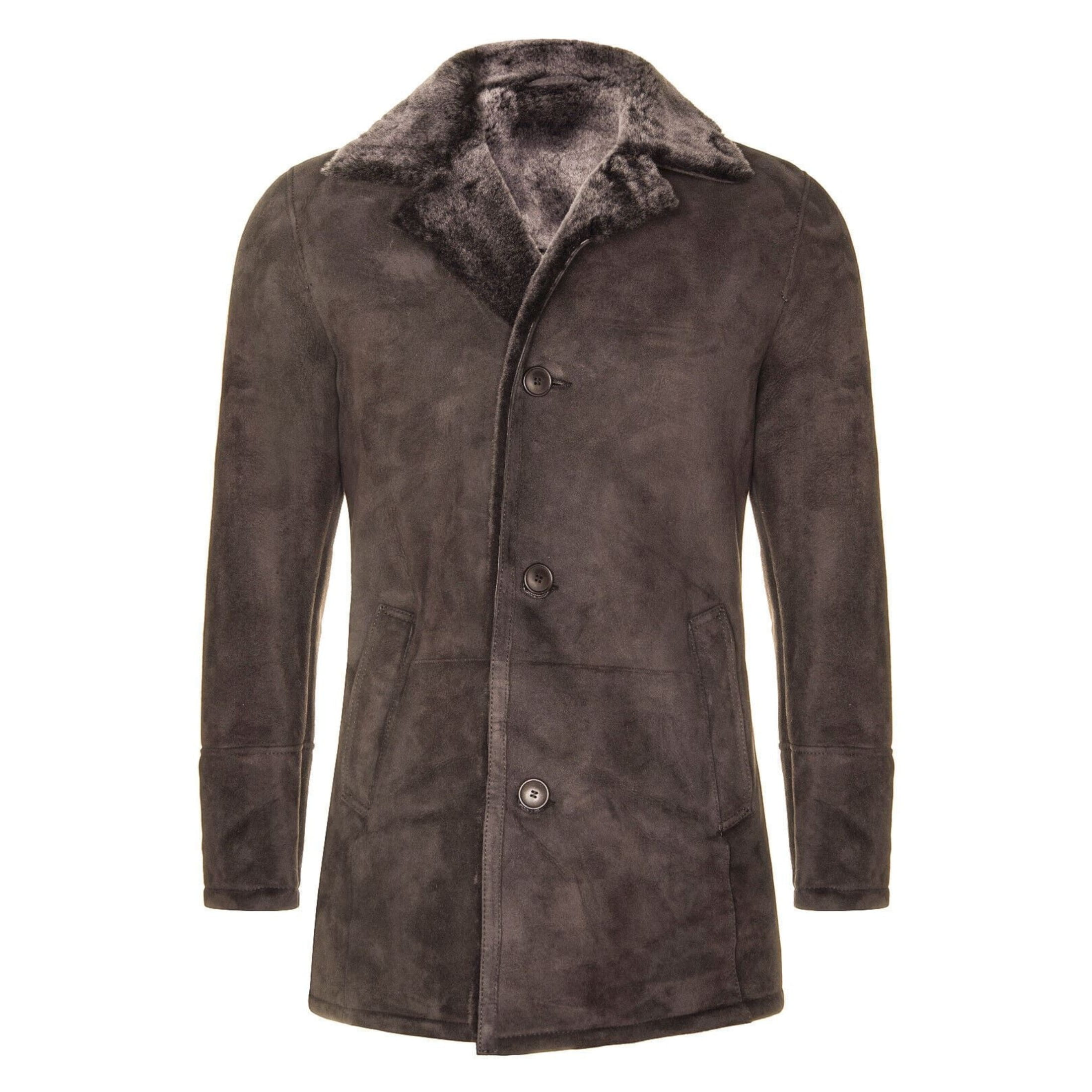 Infinity Leather Men's   Brown Sheepskin Classic Car Coat-Avondale in Size 2XL, BrandAlley