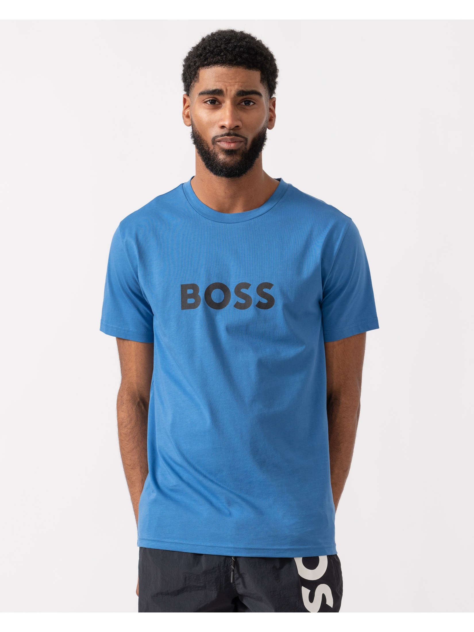 BOSS Men's   Blue Logo Cotton T-Shirt in Size M, BrandAlley