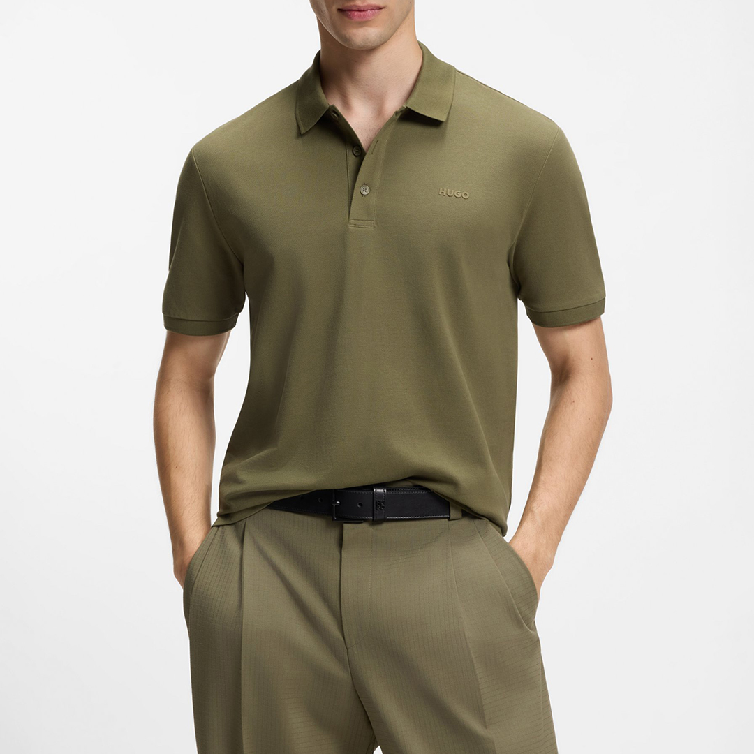 HUGO Men's   Green Khaki Donos Polo Shirt in Size S, BrandAlley