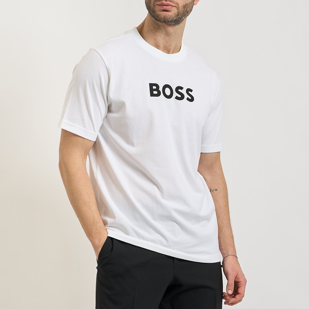 BOSS Men's  White Logo T-Shirt in Size XL, BrandAlley