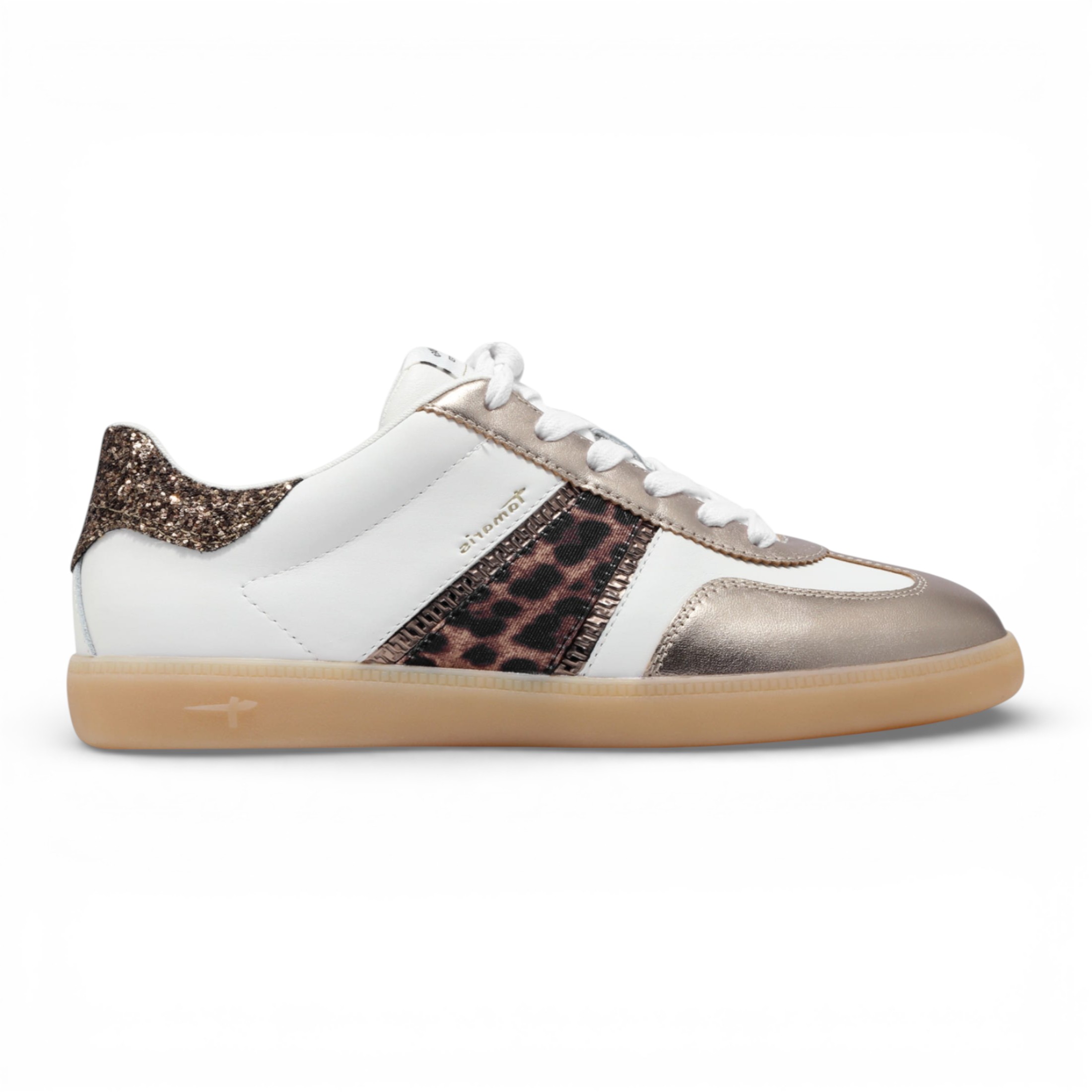 Tamaris Women's   White Leopard Leather Trainers Sneaker Shoes in Size 39, BrandAlley