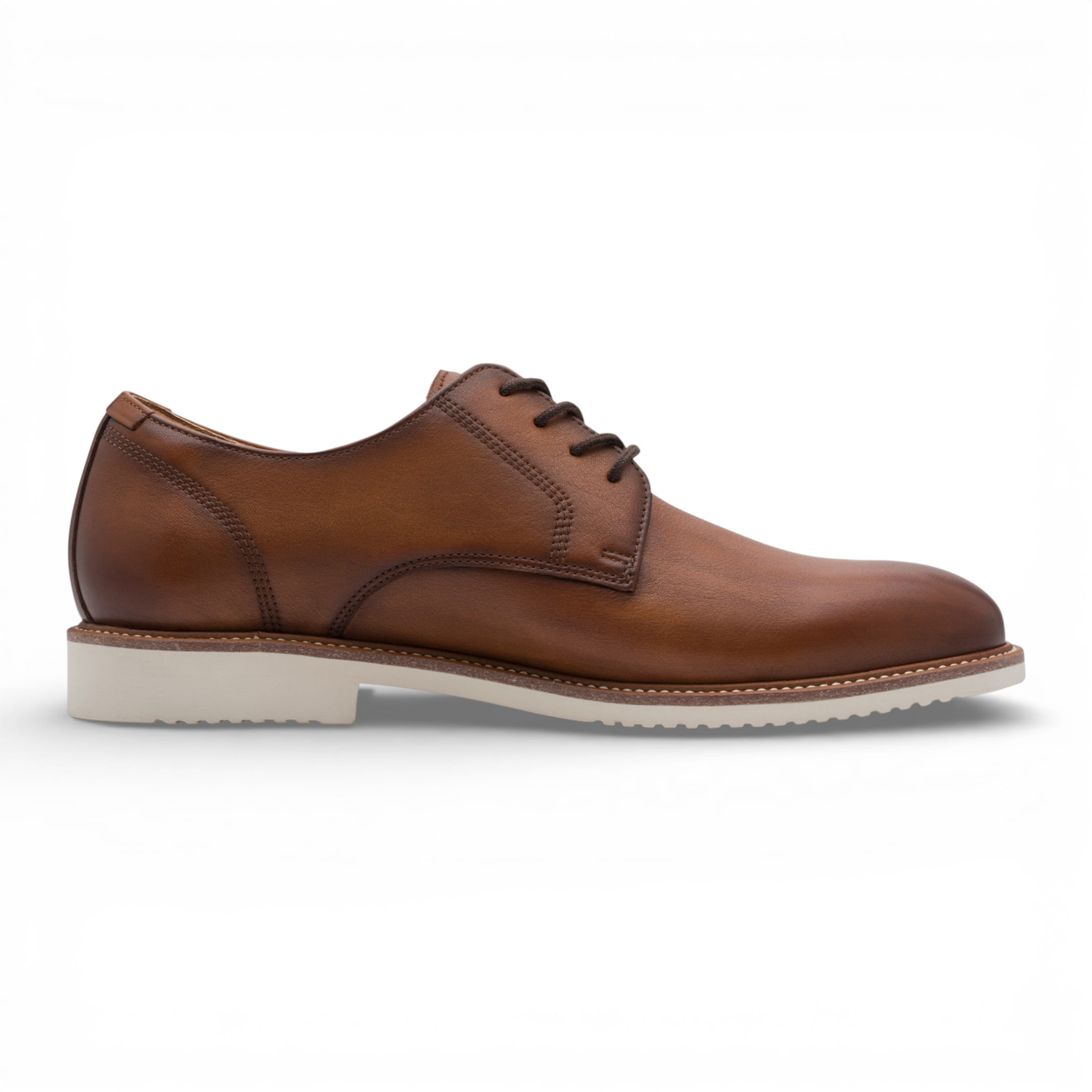 Tamaris Men's   Brown  Cognac Leather Plain Toe Smart Derby Shoes in Size 41, BrandAlley
