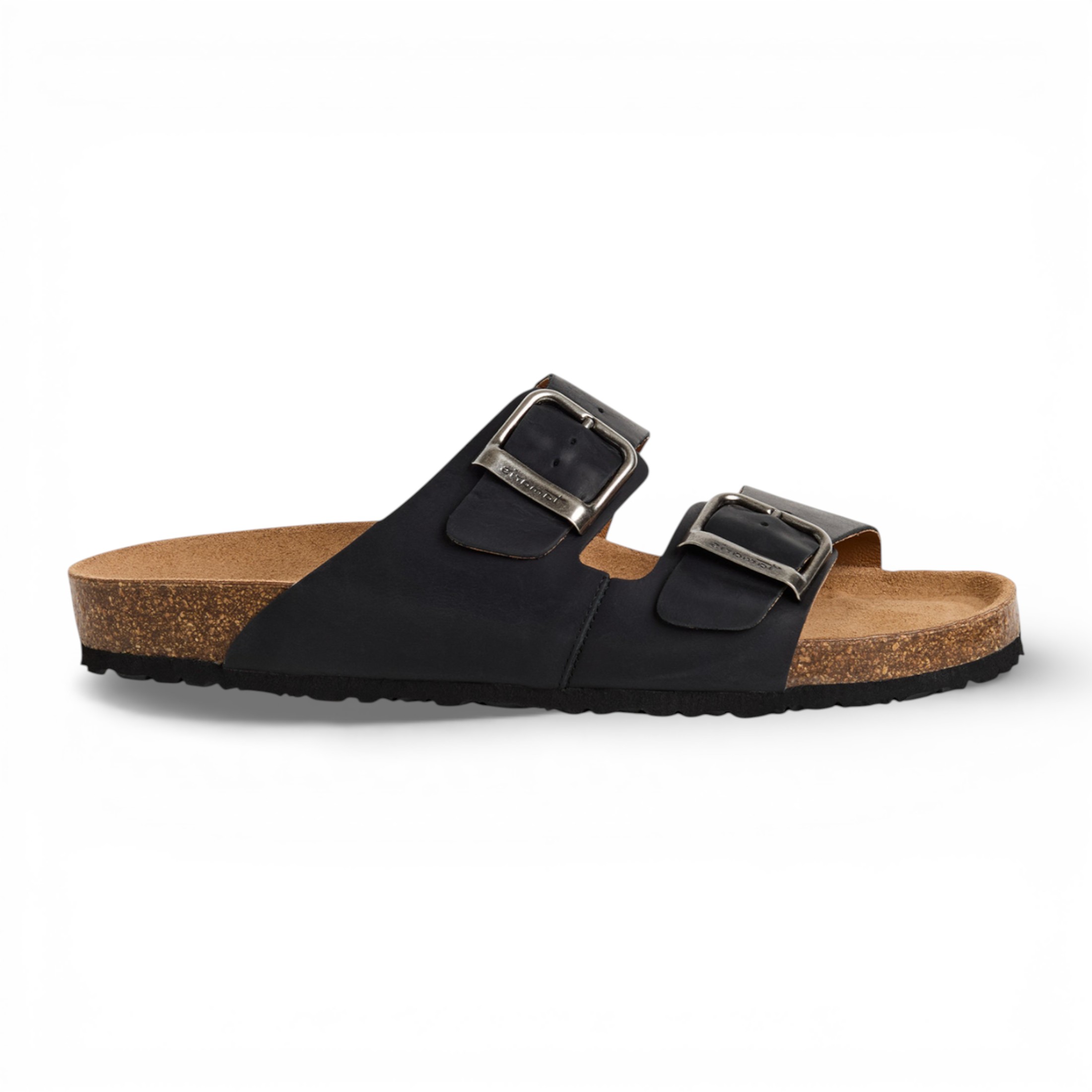 Tamaris Men's   Black  Leather Slip-On Footbed Slipper Sandals in Size 40, BrandAlley