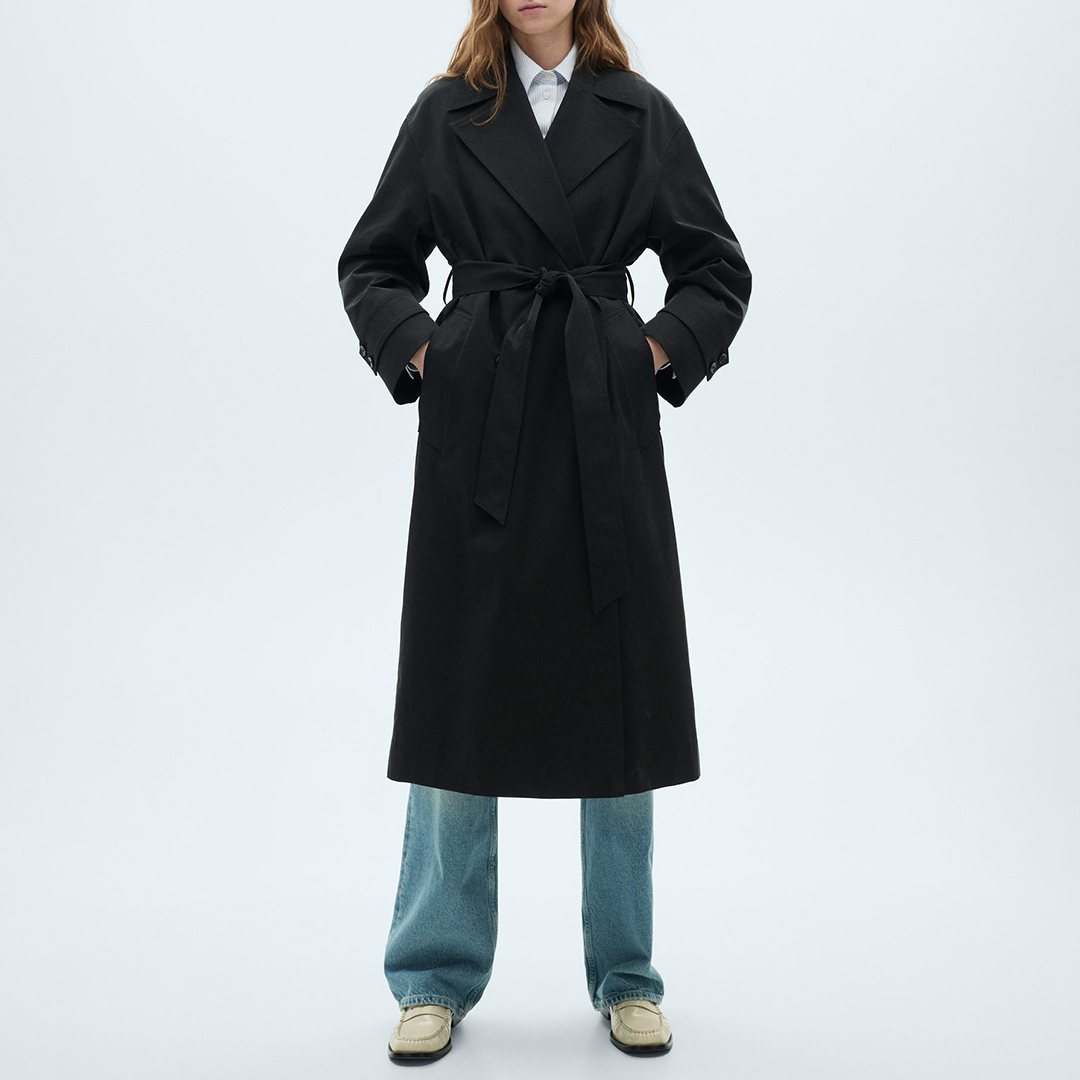 Mango Women's   Black Angela Trench Coat in Size S, BrandAlley