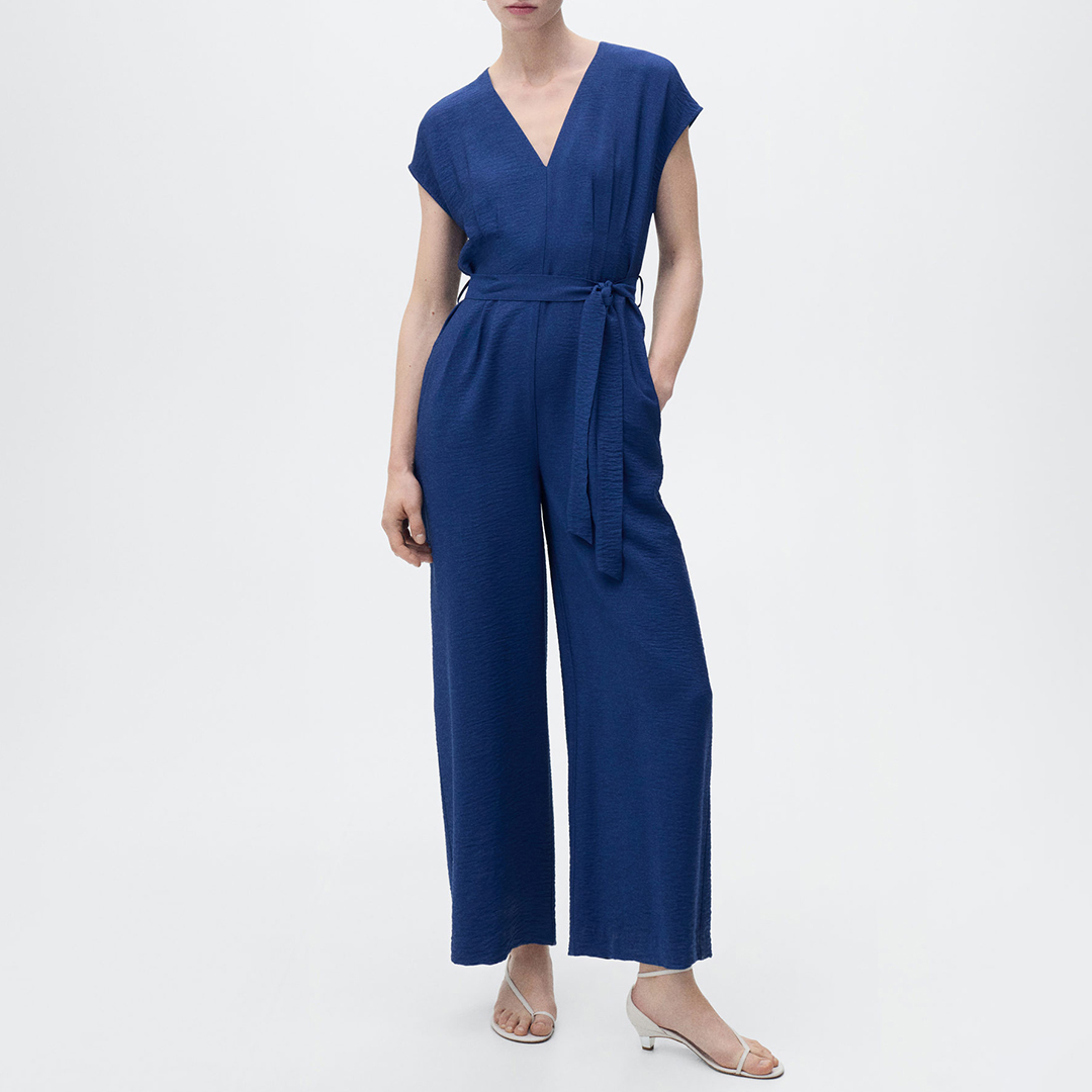 Mango Women's  Blue Lorain Belted Jumpsuit in Size M, BrandAlley