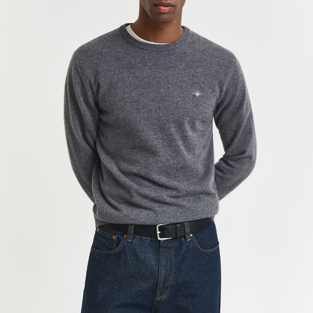 Gant Men's  Grey Superfine Lambswool Jumper in Size M, BrandAlley