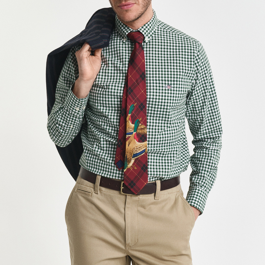 Gant Green Classic Poplin Gingham Shirt - Size XXXL
