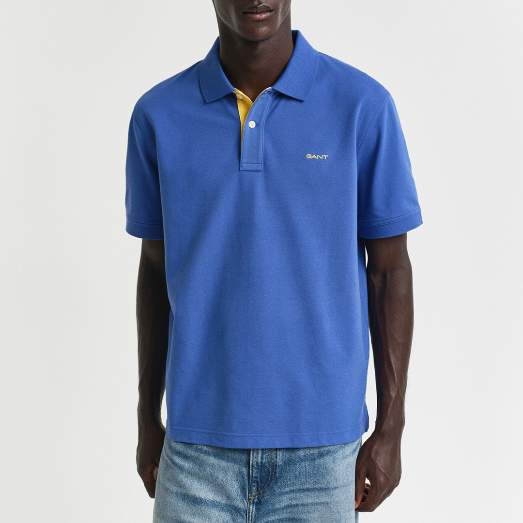 Gant Men's  Rich Blue Pique Polo Top in Size XXXL, BrandAlley