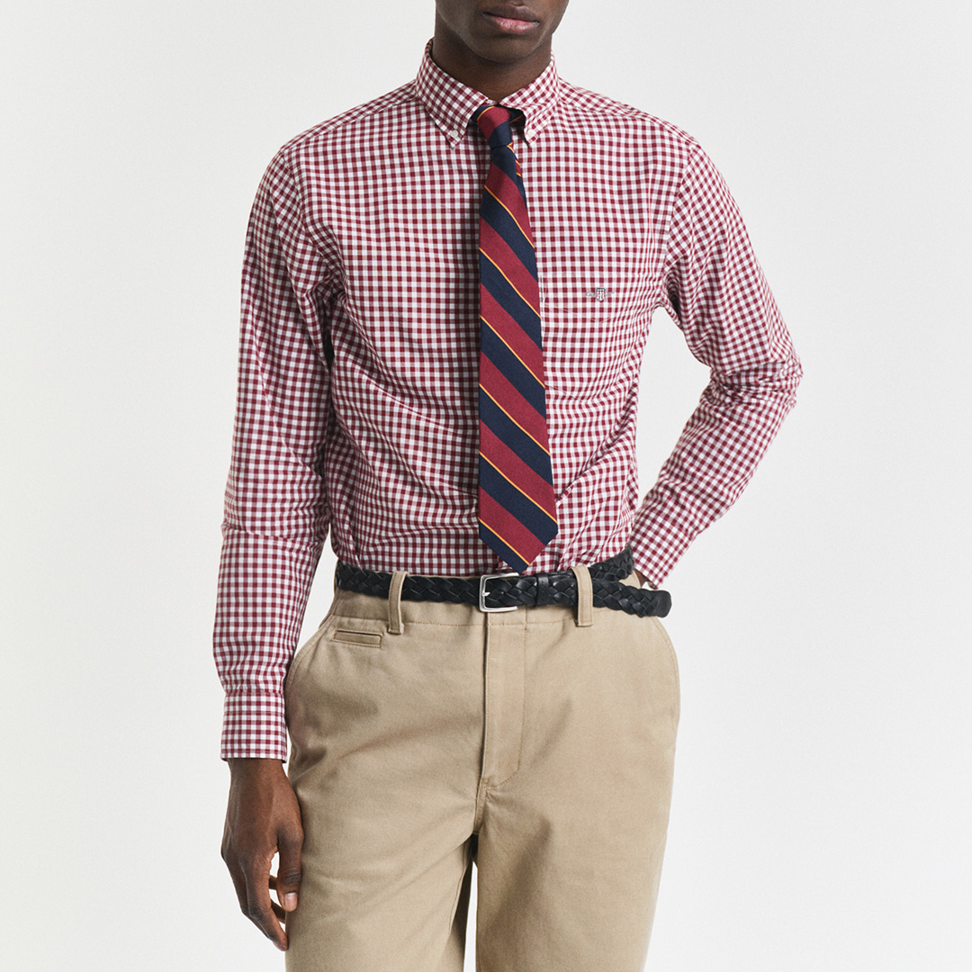 Gant Red Classic Poplin Gingham Shirt - Size XXXL