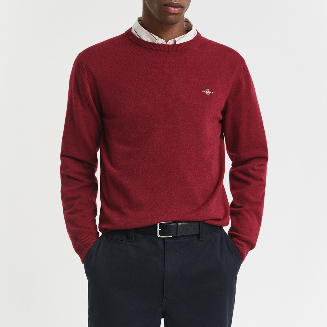 Gant Men's  Red Superfine Lambswool Jumper in Size XL, BrandAlley