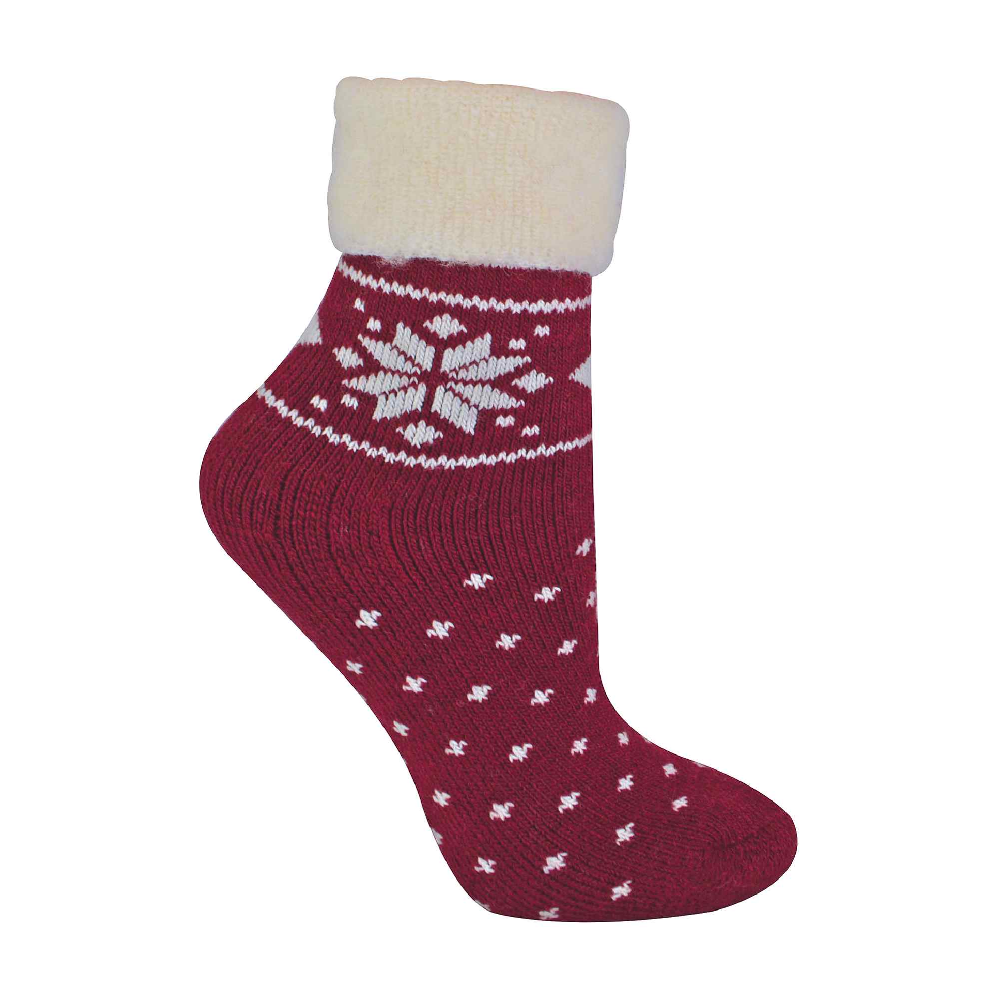 Sock Snob Women's   Red 1 Pack Soft Warm Wool Bed Socks With Fairisle Design in Size 4/8, BrandAlley