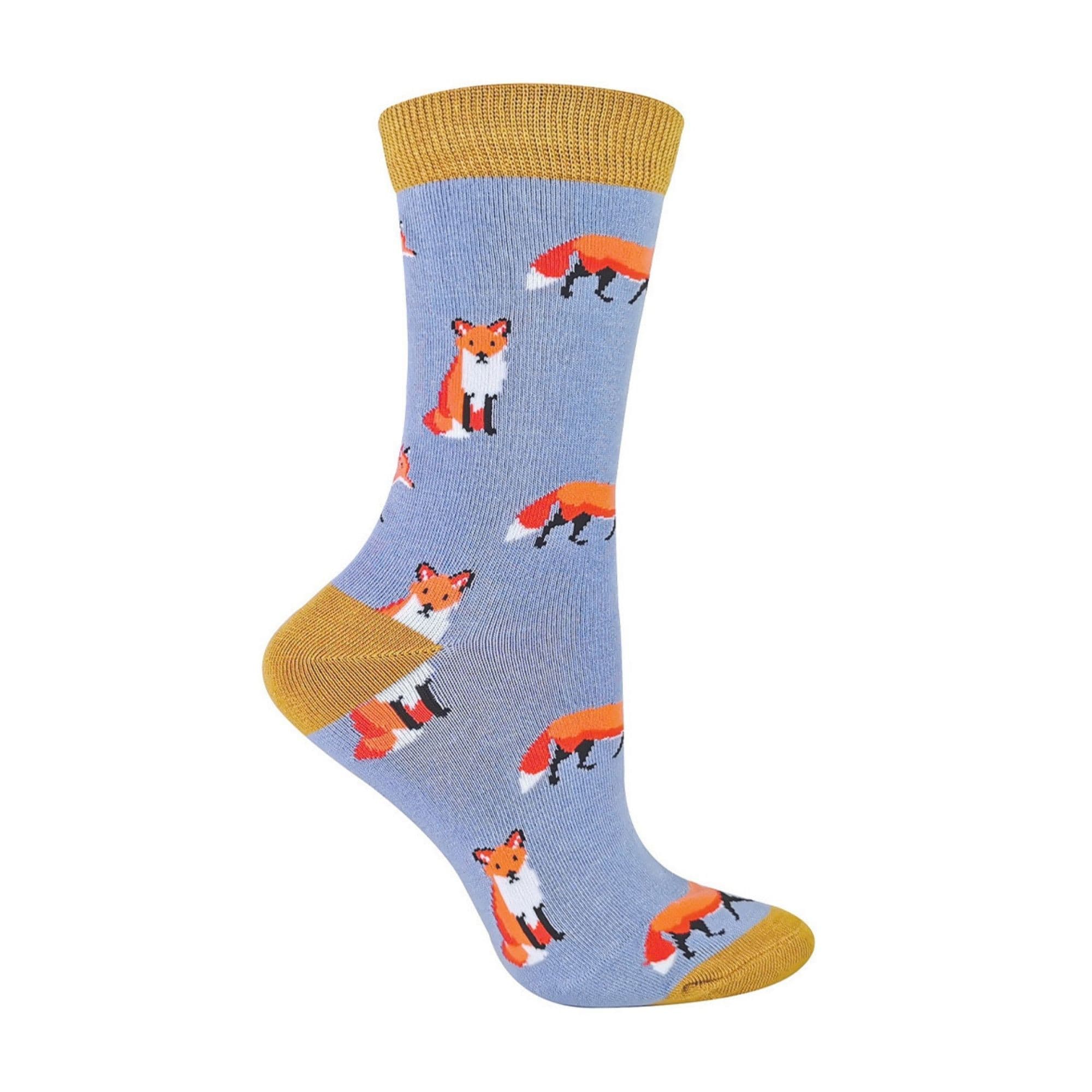 Miss Sparrow Women's   Blue Fox (Blue) 1 Pack Novelty Animal Patterned Bamboo Socks in Size 4-7, BrandAlley