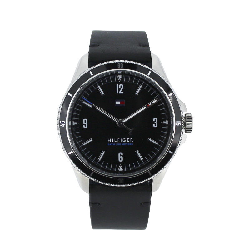 Tommy Hilfiger Men's  Black Leather  Watch Maverick 1791904 , BrandAlley