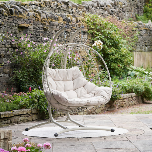 Pacific    Cream Lyon Outdoor Double Hanging Chair For Garden in Size Double, BrandAlley