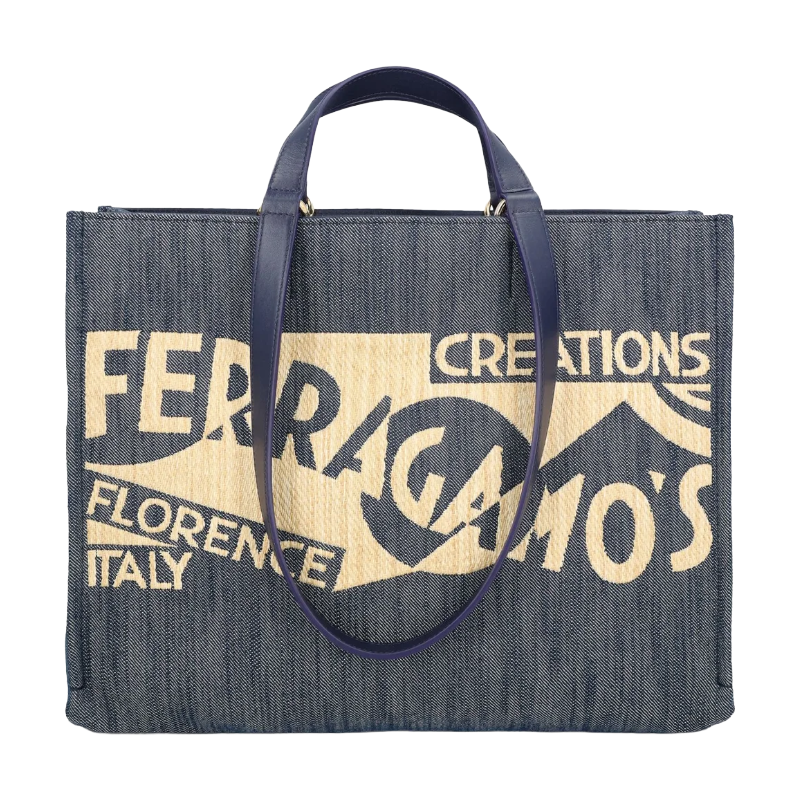 Salvatore Ferragamo Women's   Blue Tote Bag With Logo , BrandAlley