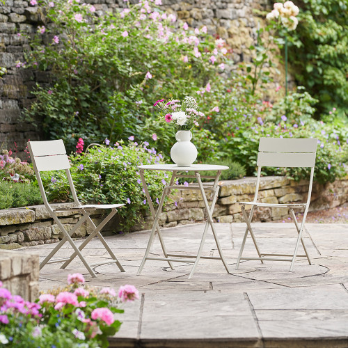 Pacific    Cream Rennes Metal Outdoor Garden Bistro Set For 2 in Size Small, BrandAlley