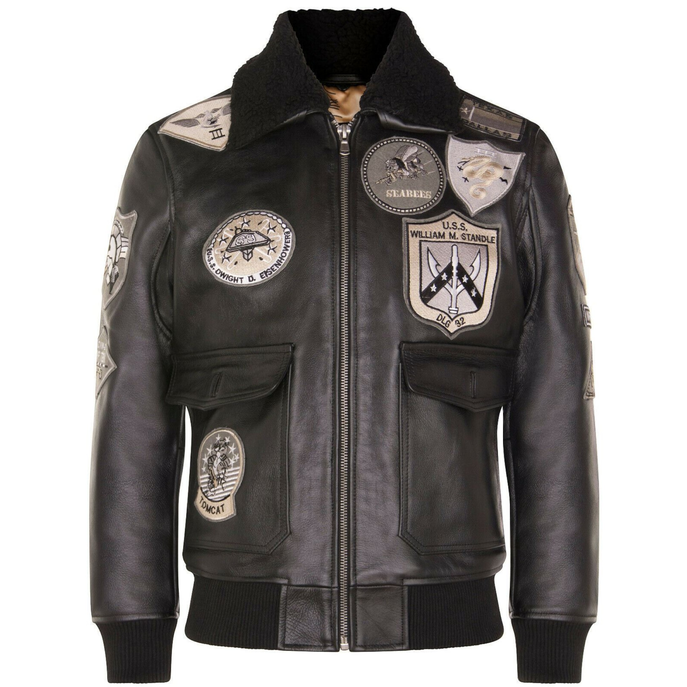Infinity Leather Men's   Black  A2 Top Gun Leather Bomber Jacket-Camborne in Size 4XL, BrandAlley