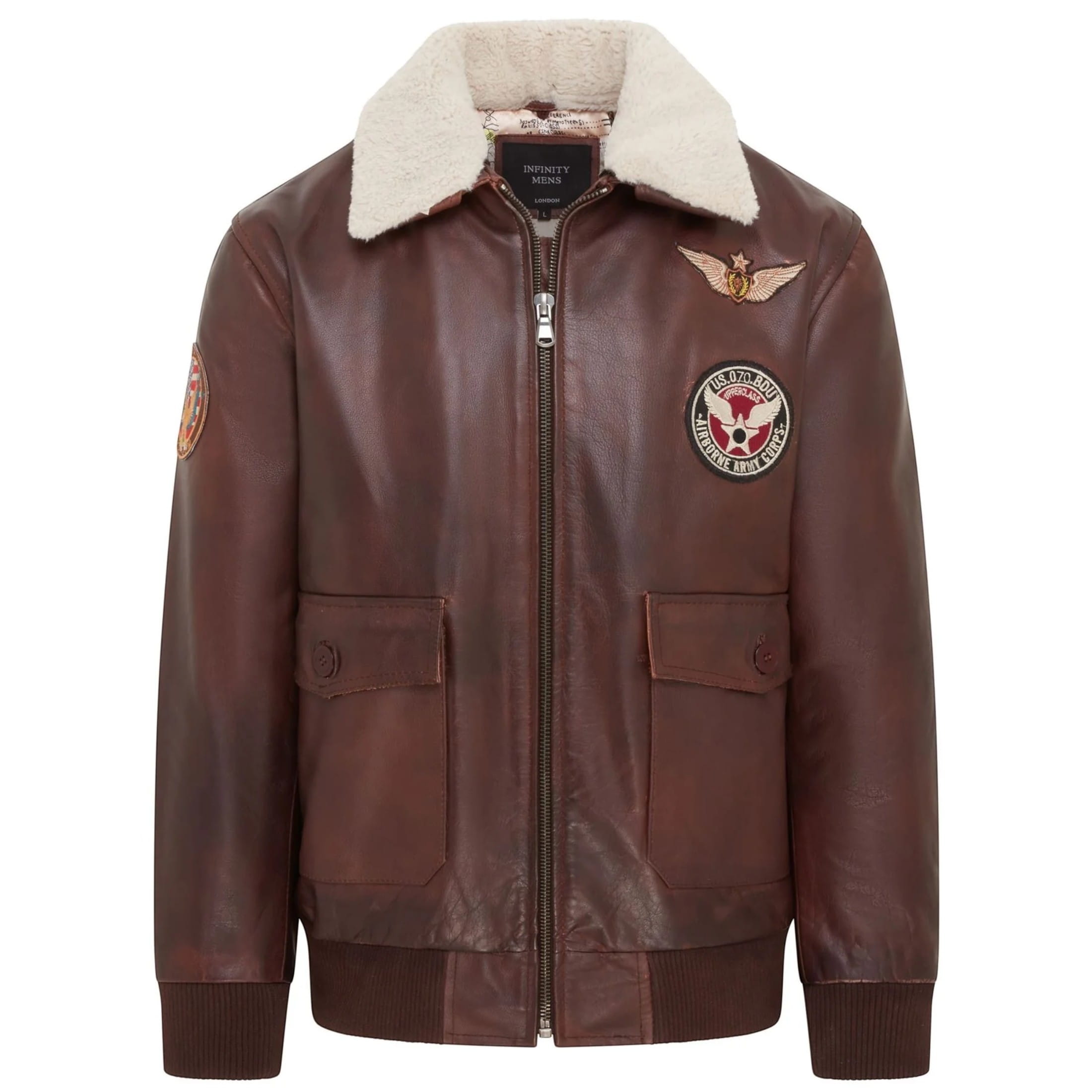 Infinity Leather Men's   Brown Top Gun Air Force A2 Aviator Bomber Cowhide Leather Jacket in Size 3XL, BrandAlley