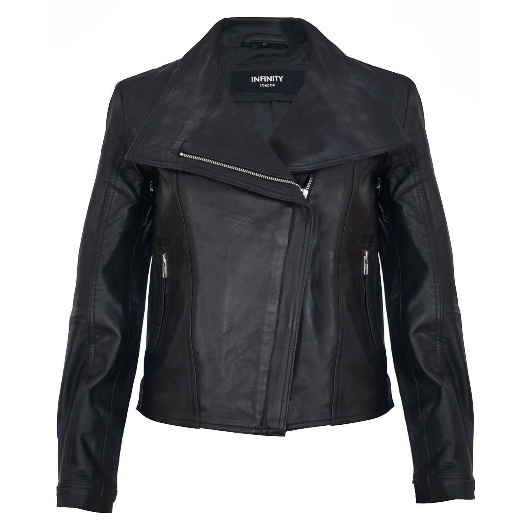 Infinity Leather Men's   Black  Leather Shawl Wrap Biker Jacket - Riga in Size 3XL, BrandAlley
