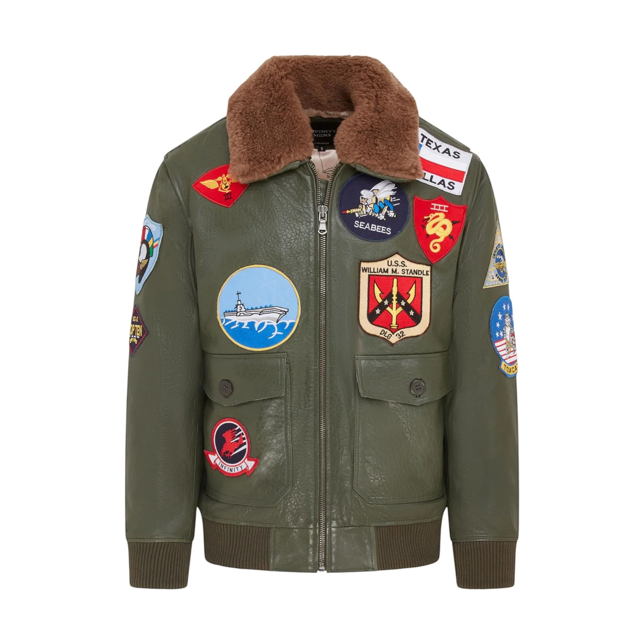 Infinity Leather Men's   Green  A2 Top Gun Leather Bomber Jacket-Camborne in Size 4XL, BrandAlley