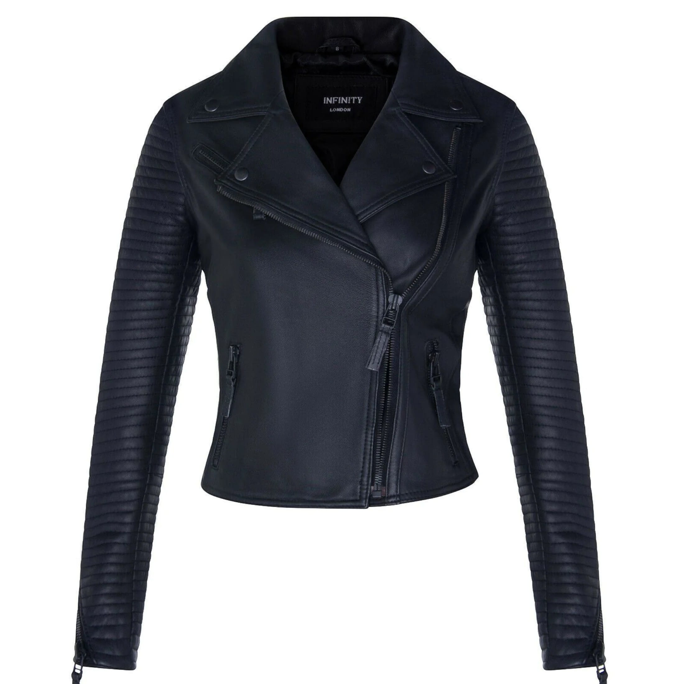 Infinity Leather Women's   Black Leather Quilted Vintage Brando Biker Jacket-Lusaka in Size 2XL, BrandAlley