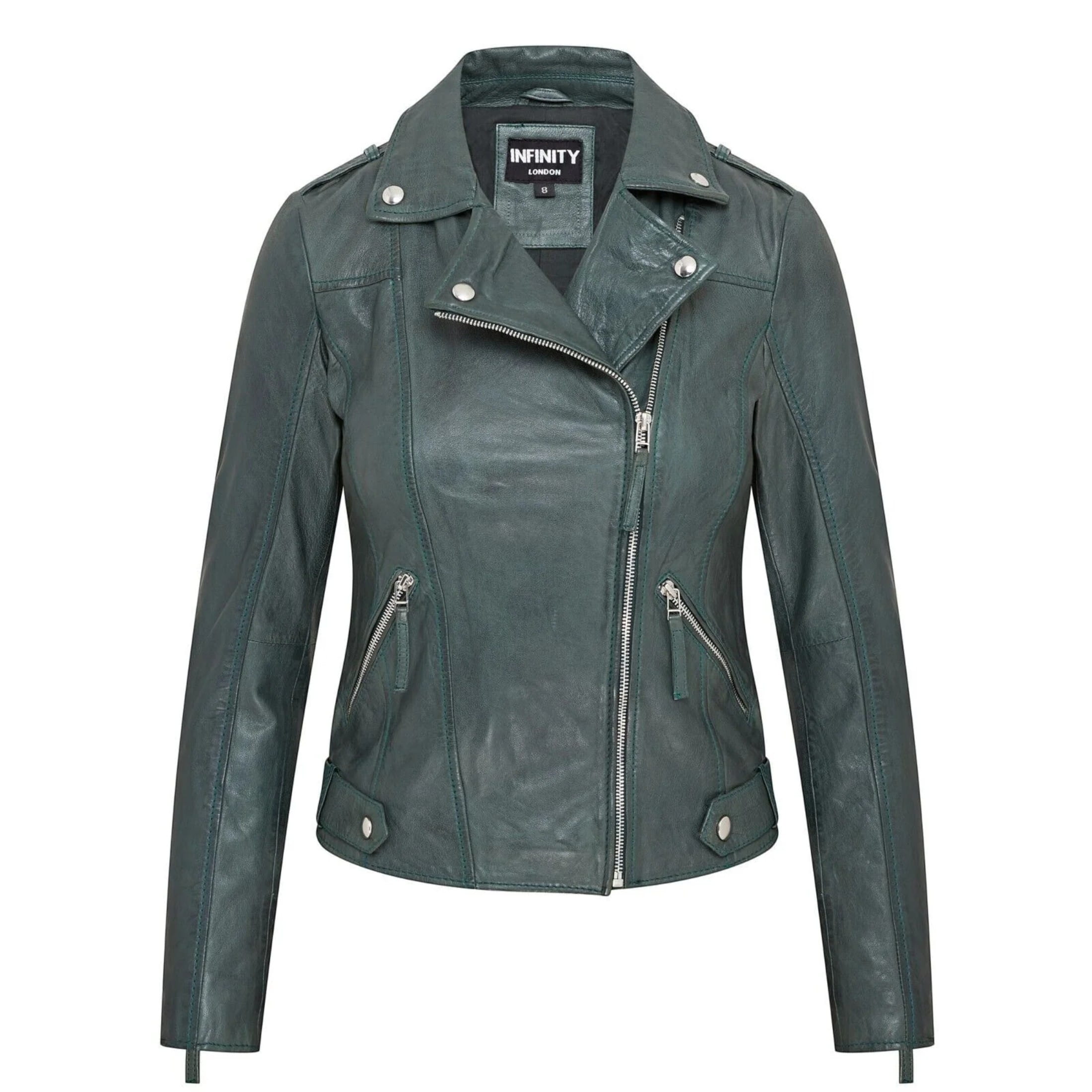 Infinity Leather Men's   Green Biker Leather Jacket - Denver in Size XS, BrandAlley